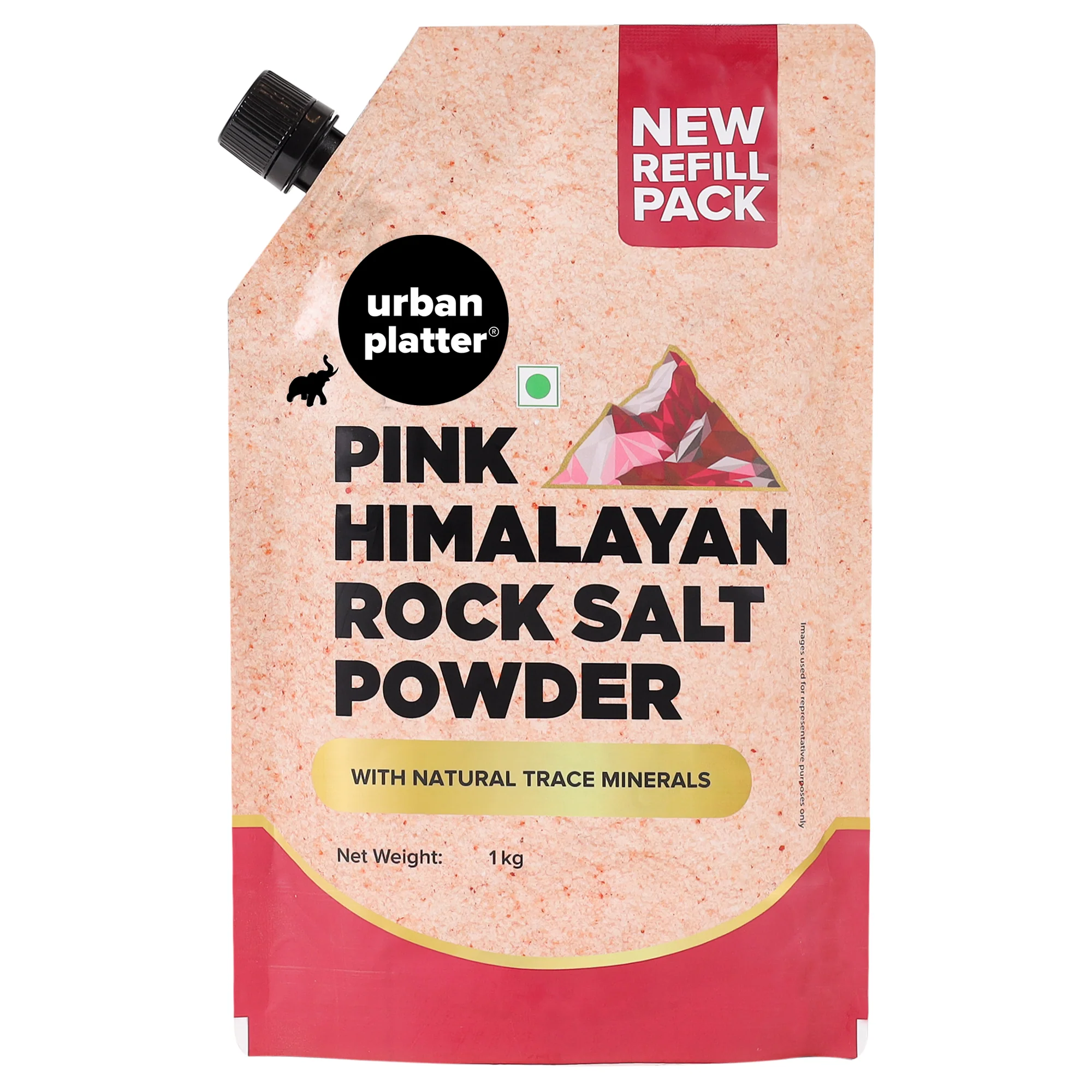 Pink Himalayan Rock Salt Powder, 1kg (Unrefined | Additive Free | 100% Pink Rock Salt | Sendha Salt | Resealable Pouch)