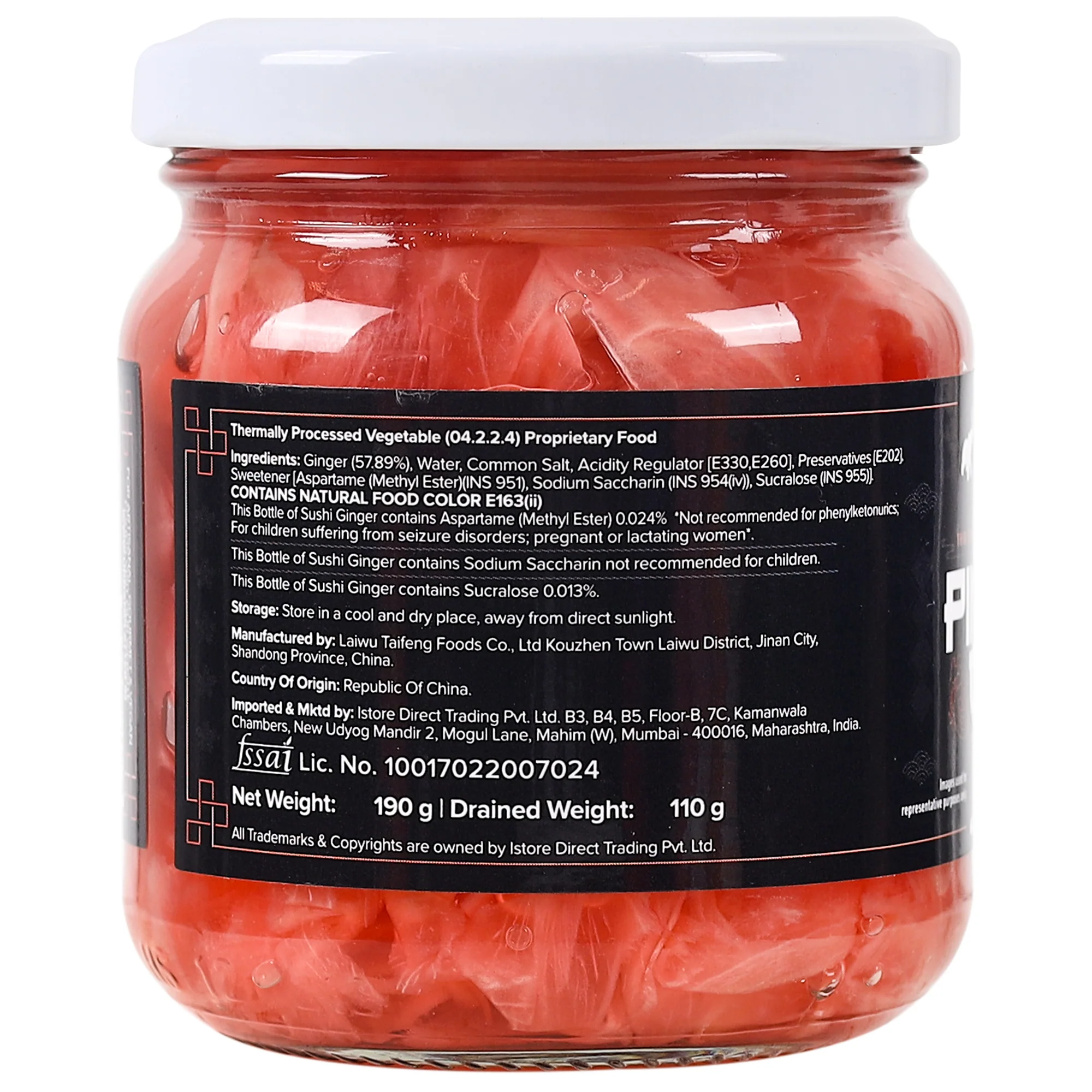Pink Sushi Ginger, 190g, Drained Weight 110g [Gari, Japanese style pickled ginger, Sushi Ingredient, Thinly Sliced, Perfectly Aromatic] - Image 2