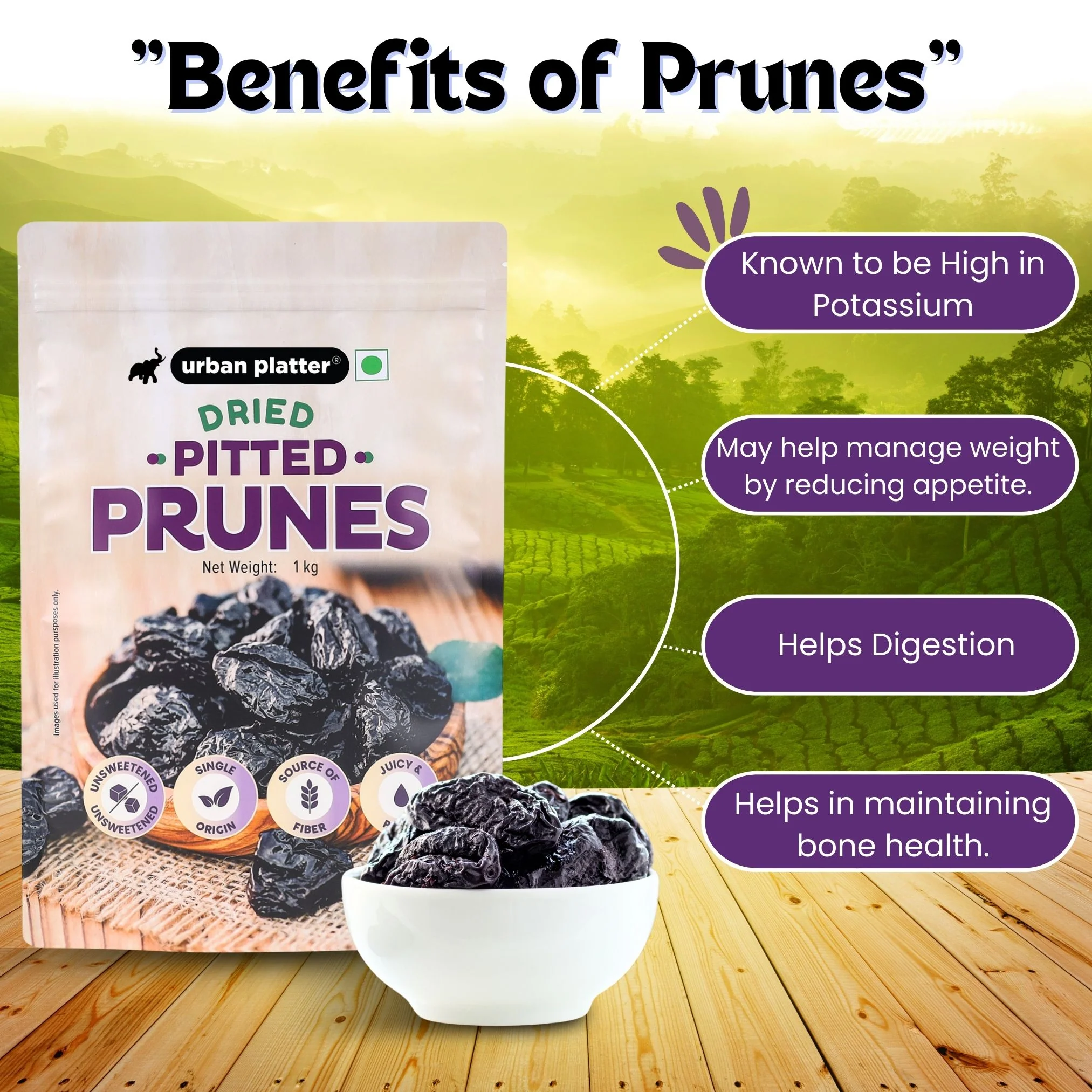 Pitted California Prunes, 1Kg (Dried Plums | Unsweetened | Rich in fibre | Great for Digestion) - Image 5