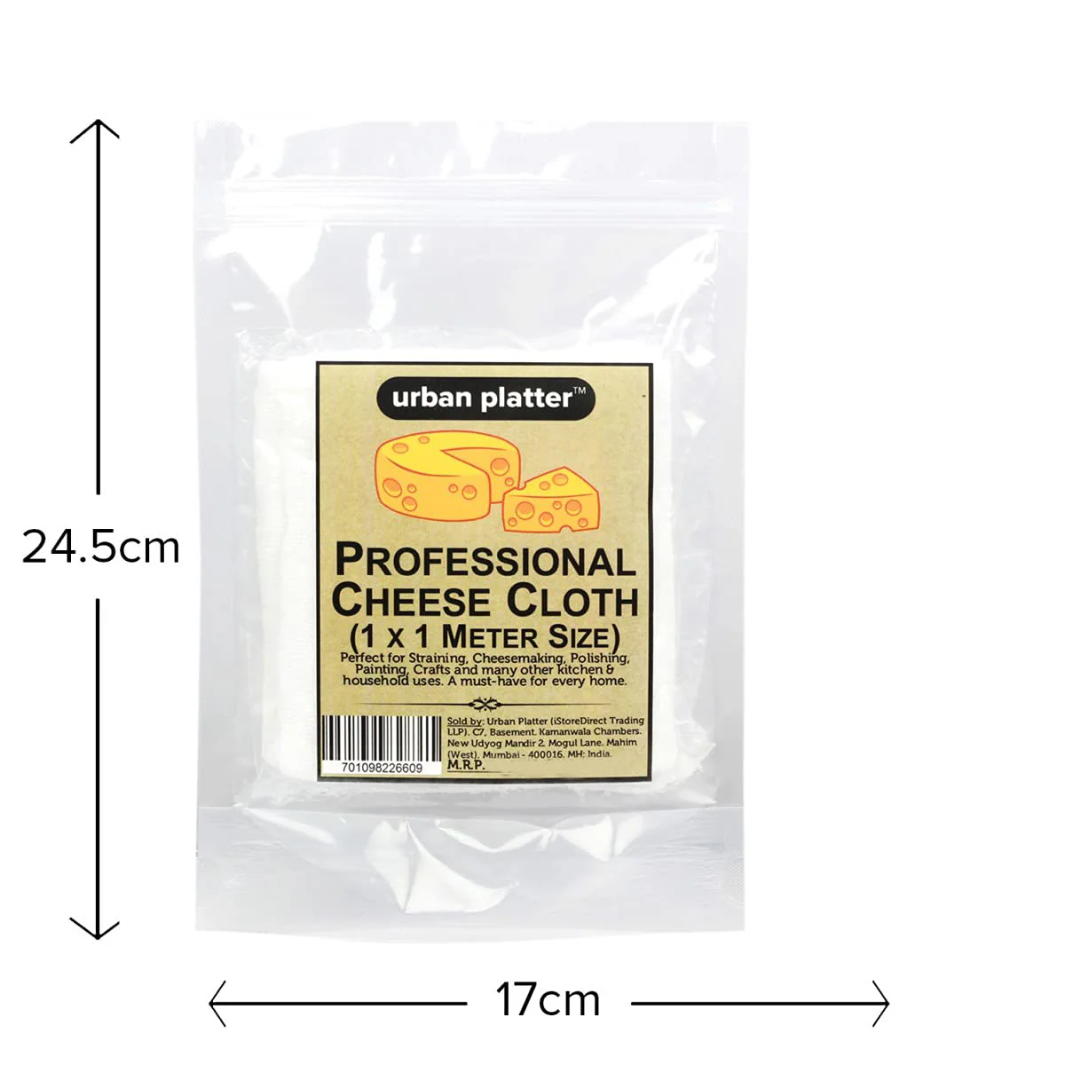 Premium Professional Cheese Making Cloth, 1m x 1m (100% Cotton Muslin Cloth for Cheese Making, Paneer Making, Straining, Filtering, Nut Milk, Yogurt & Kitchen Use, Reusable & Food Safe) - Image 4