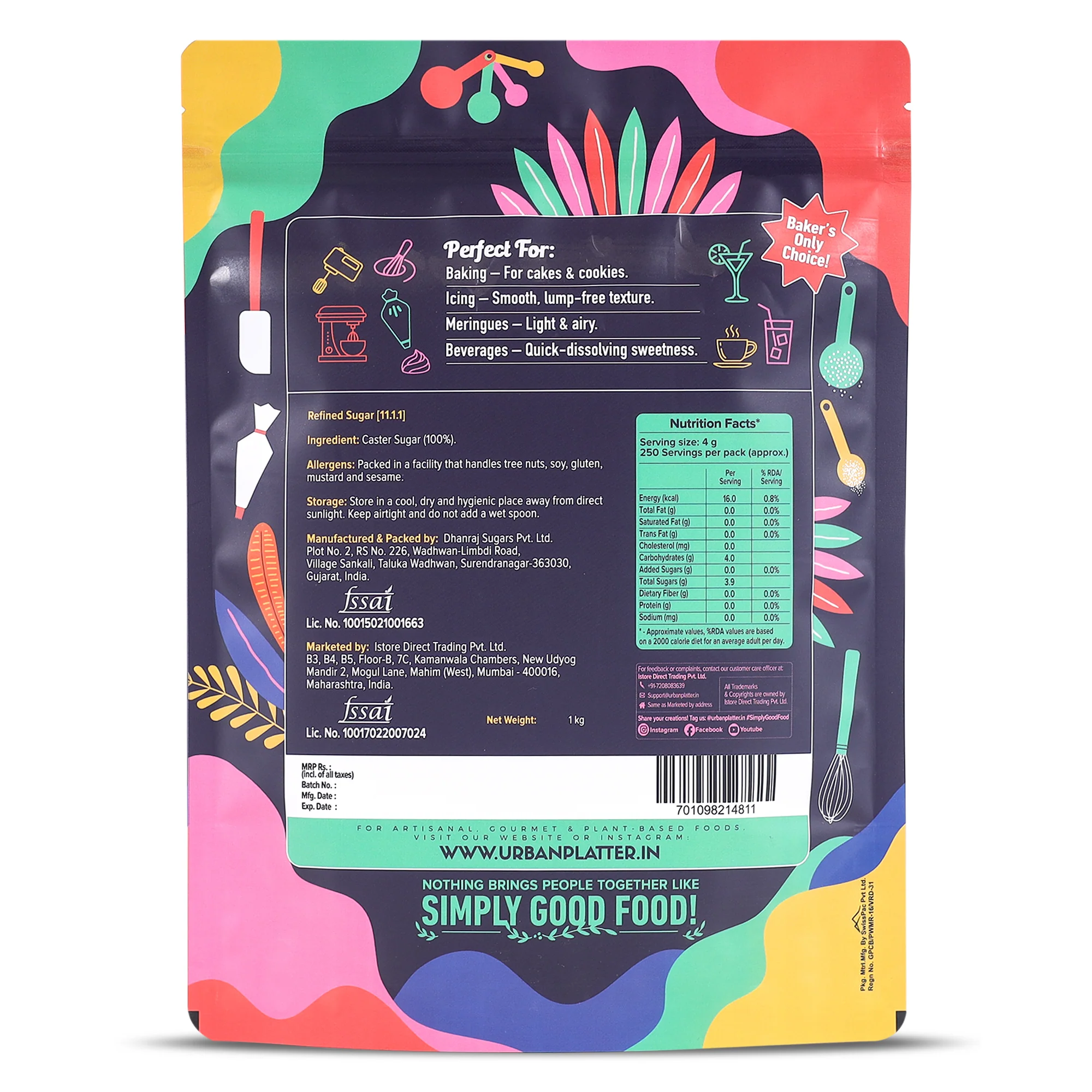 Professional Caster Sugar, 1kg (Perfect for Baking, Castor Sugar, Finely Granulated Free-flowing Sweetener) - Image 2