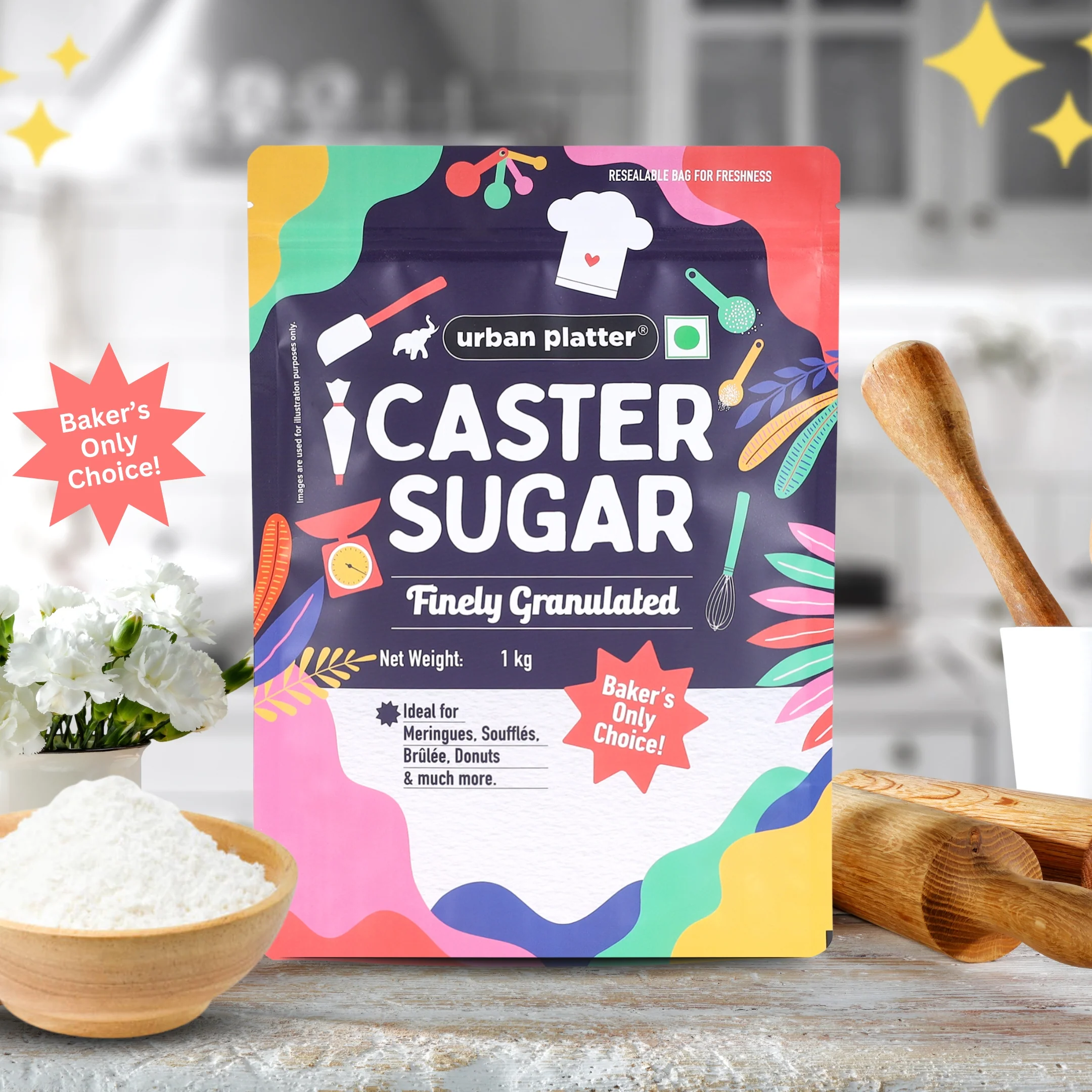 Professional Caster Sugar, 1kg (Perfect for Baking, Castor Sugar, Finely Granulated Free-flowing Sweetener) - Image 3