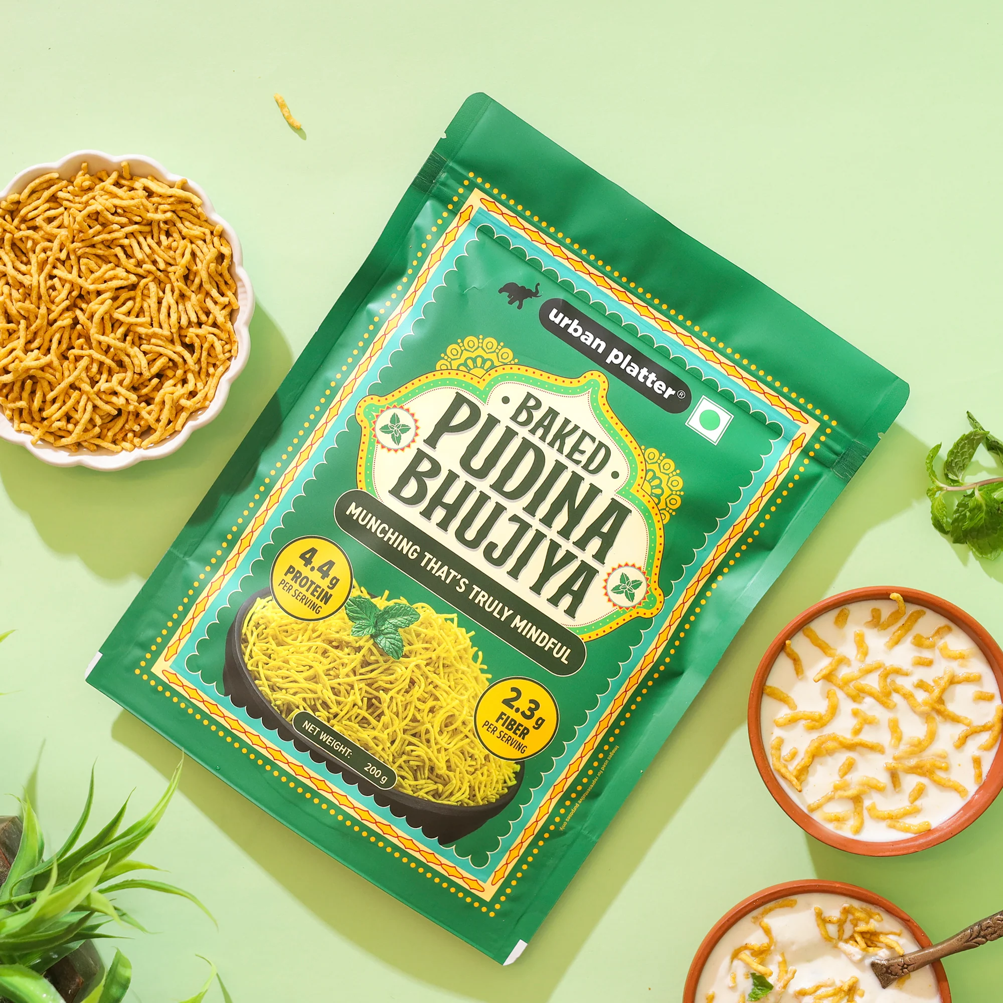 Pudina Baked Bhujiya, 200g (Better-For-You Bhujia with 4.4g, Protein & 2.3g, Fiber per Serve, Baked Not Fried) - Image 4