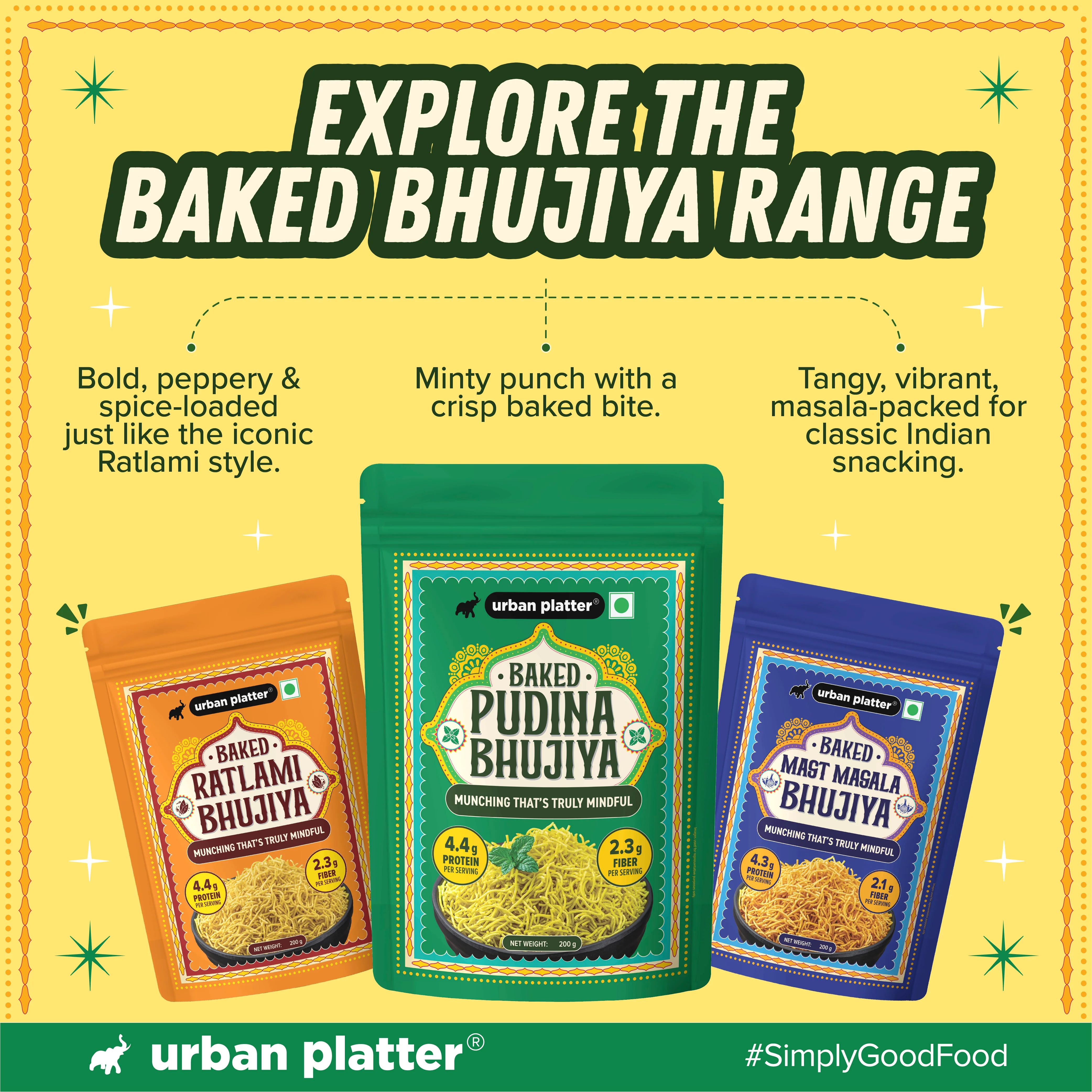 Pudina Baked Bhujiya, 200g (Better-For-You Bhujia with 4.4g, Protein & 2.3g, Fiber per Serve, Baked Not Fried) - Image 6
