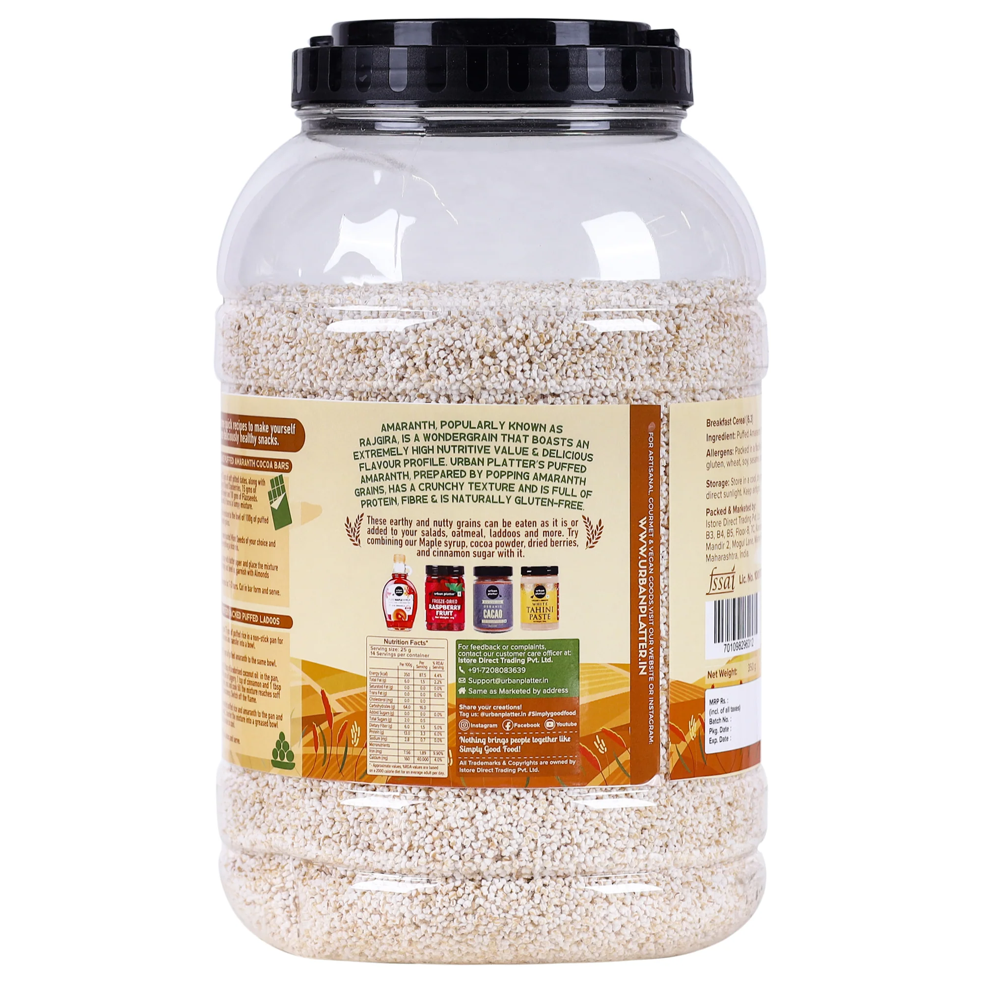 Puffed Amaranth, 350g (Rajgira, High in Protein & Fibre, Healthy Puffed Snack, Gluten-free) - Image 3