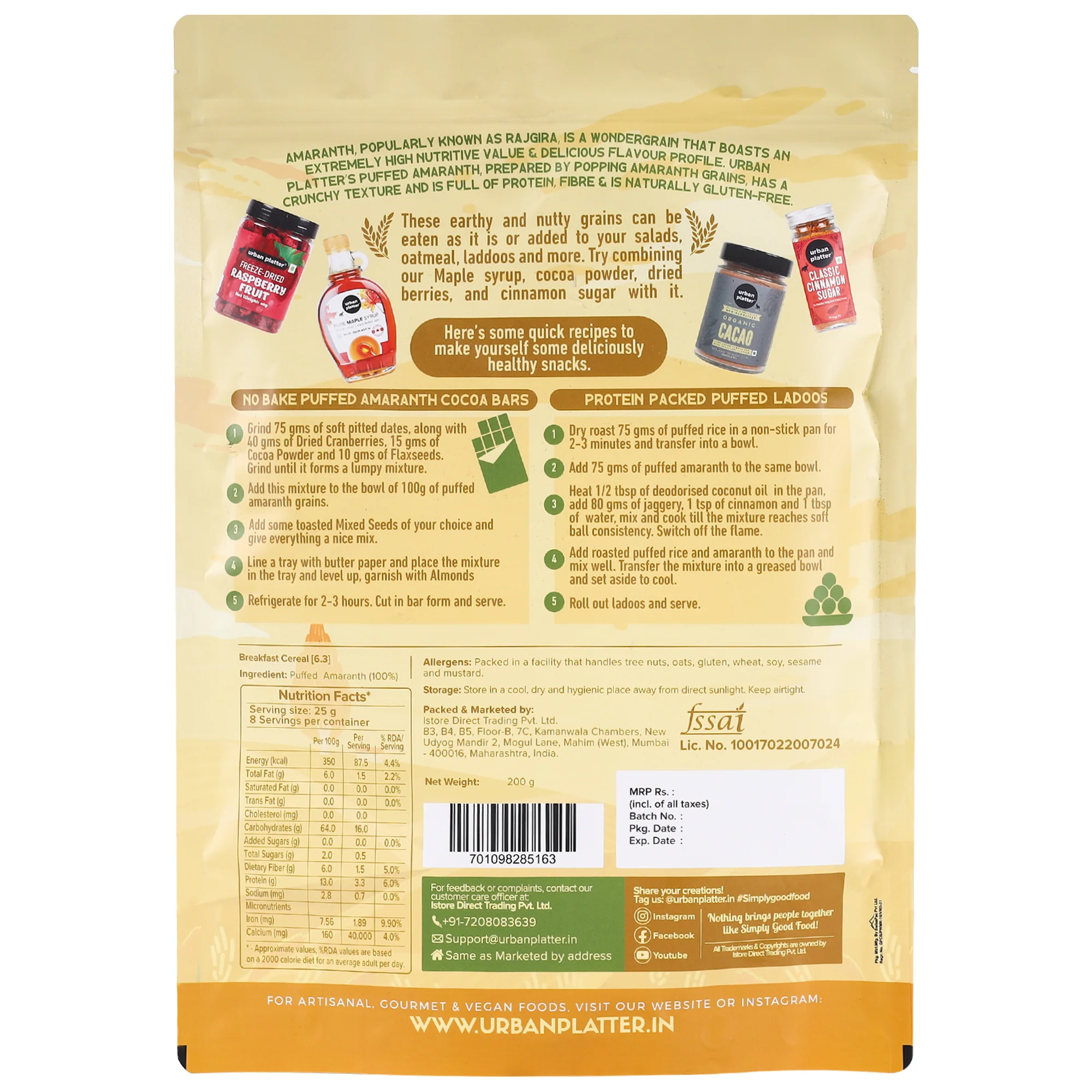 Puffed Amaranth, 200g (Rajgira, High in Protein & Fibre, Healthy Puffed Snack, Gluten-free) - Image 2