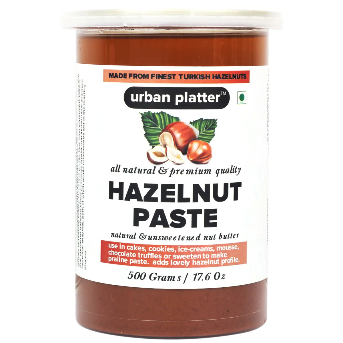 Hazelnut Butter (With Skin), 500g (Bold & Nutty Flavour | Single Ingredient | Keto-friendly | Unblanched Paste)
