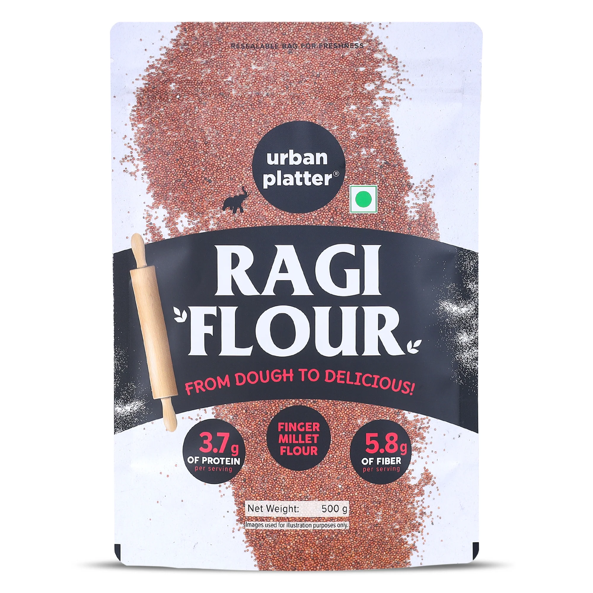 Ragi Flour, 500g (Nachni Atta | Finger Millet Flour | Ancient Supergrain | Good Source of Calcium, Iron and Fibre)