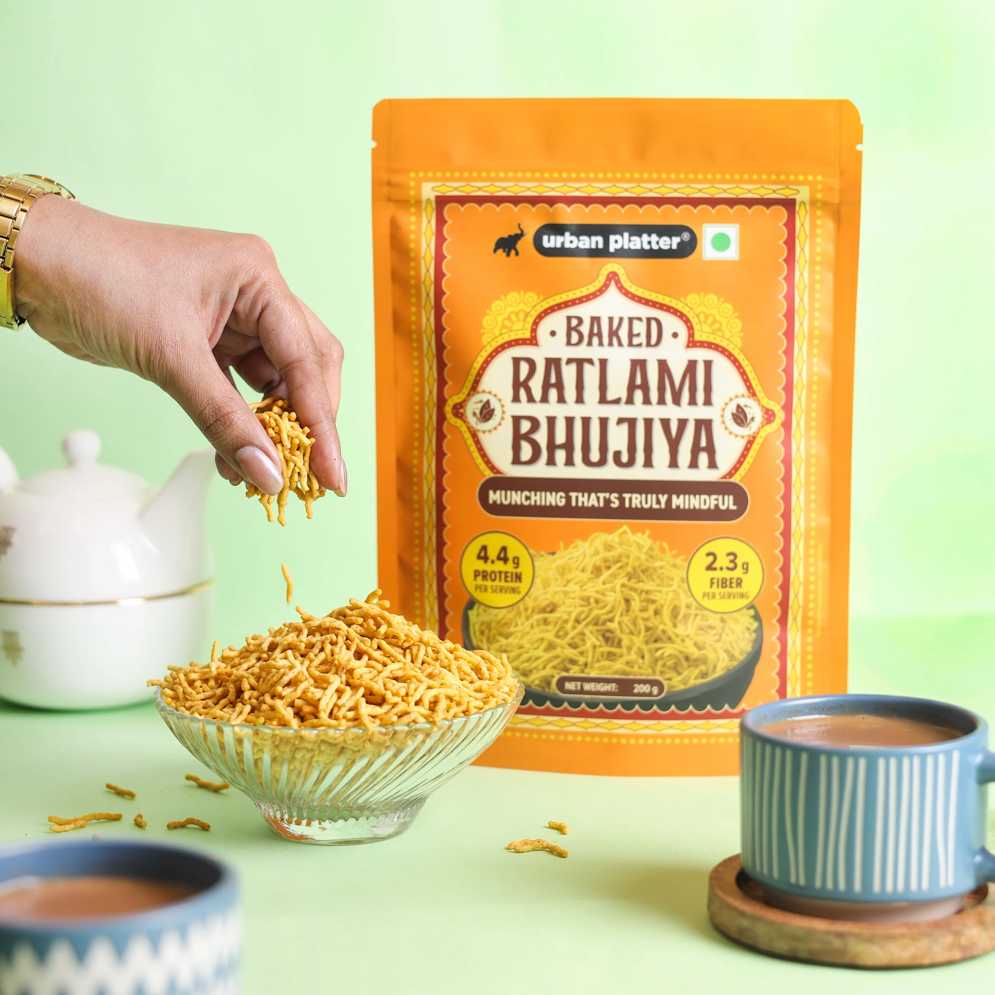 Ratlami Baked Bhujiya, 200g (Better-For-You Bhujia with 4.4g, Protein & 2.3g, Fiber per Serve, Baked Not Fried) - Image 3