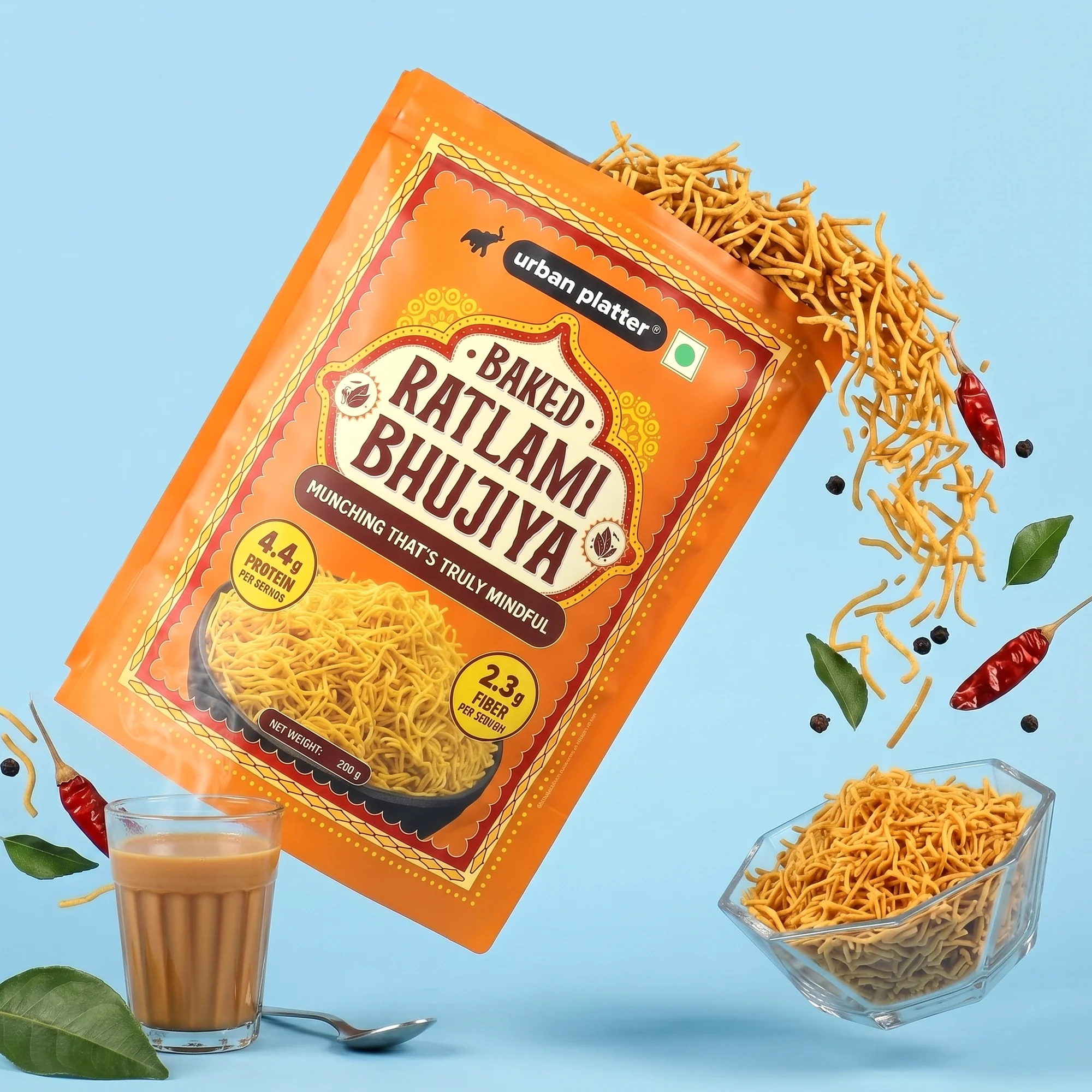 Ratlami Baked Bhujiya, 200g (Better-For-You Bhujia with 4.4g, Protein & 2.3g, Fiber per Serve, Baked Not Fried) - Image 6