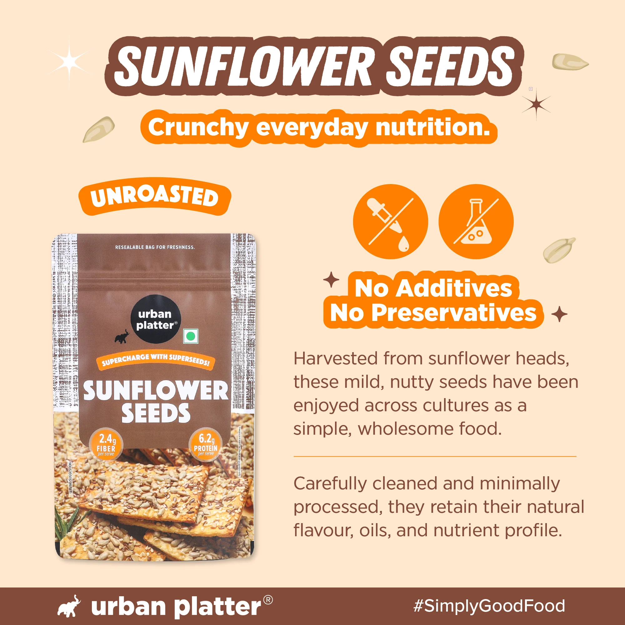Raw Sunflower Seeds, 1Kg | Pack of 2 - 500g (Use in Salads, Trail Mixes, Baked Goods, Granola Bars, Desserts | Source of Protein & Fibre | Keto Diet Friendly | Immunity Booster | Healthy Superfood Snack) - Image 4