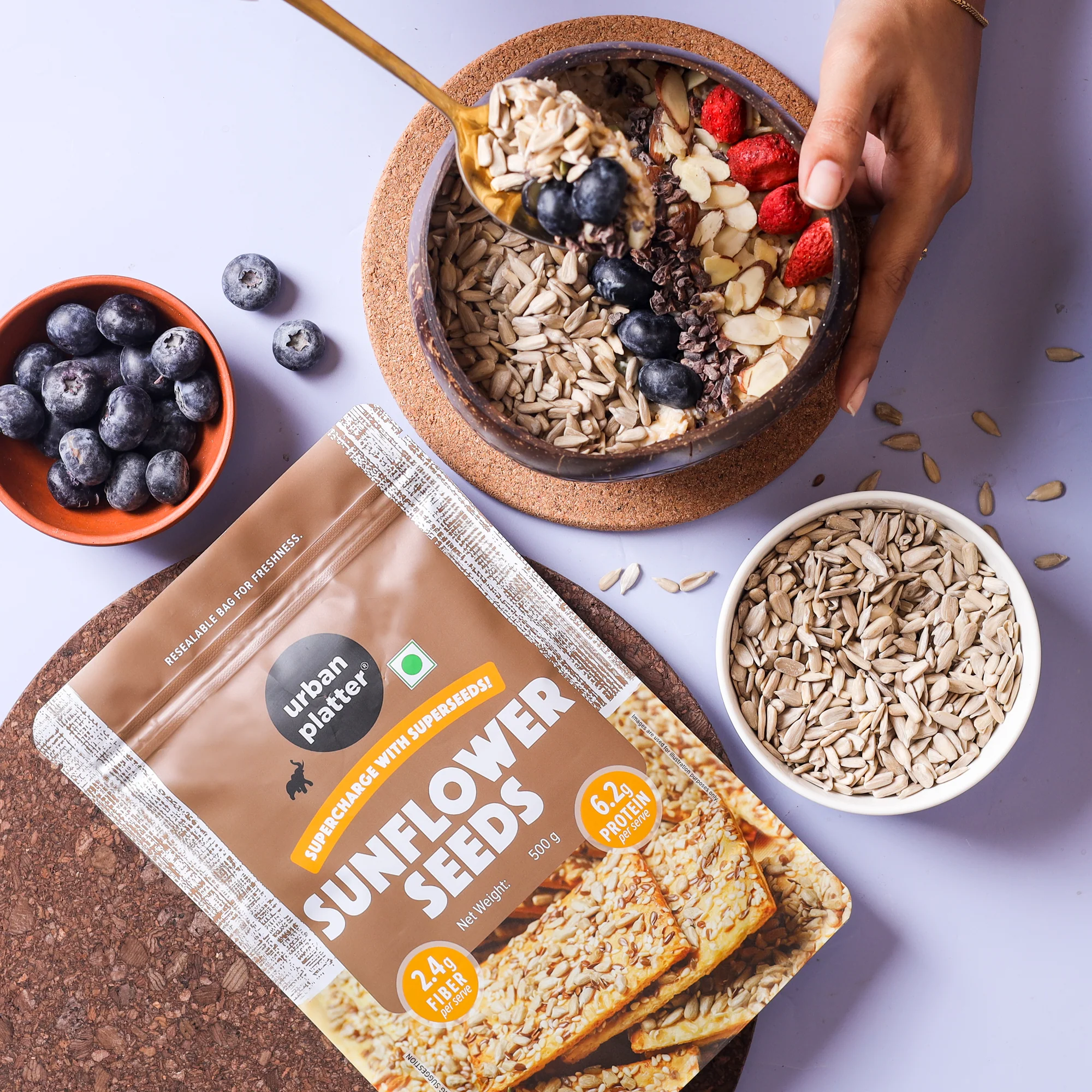 Raw Sunflower Seeds, 1Kg | Pack of 2 - 500g (Use in Salads, Trail Mixes, Baked Goods, Granola Bars, Desserts | Source of Protein & Fibre | Keto Diet Friendly | Immunity Booster | Healthy Superfood Snack) - Image 7