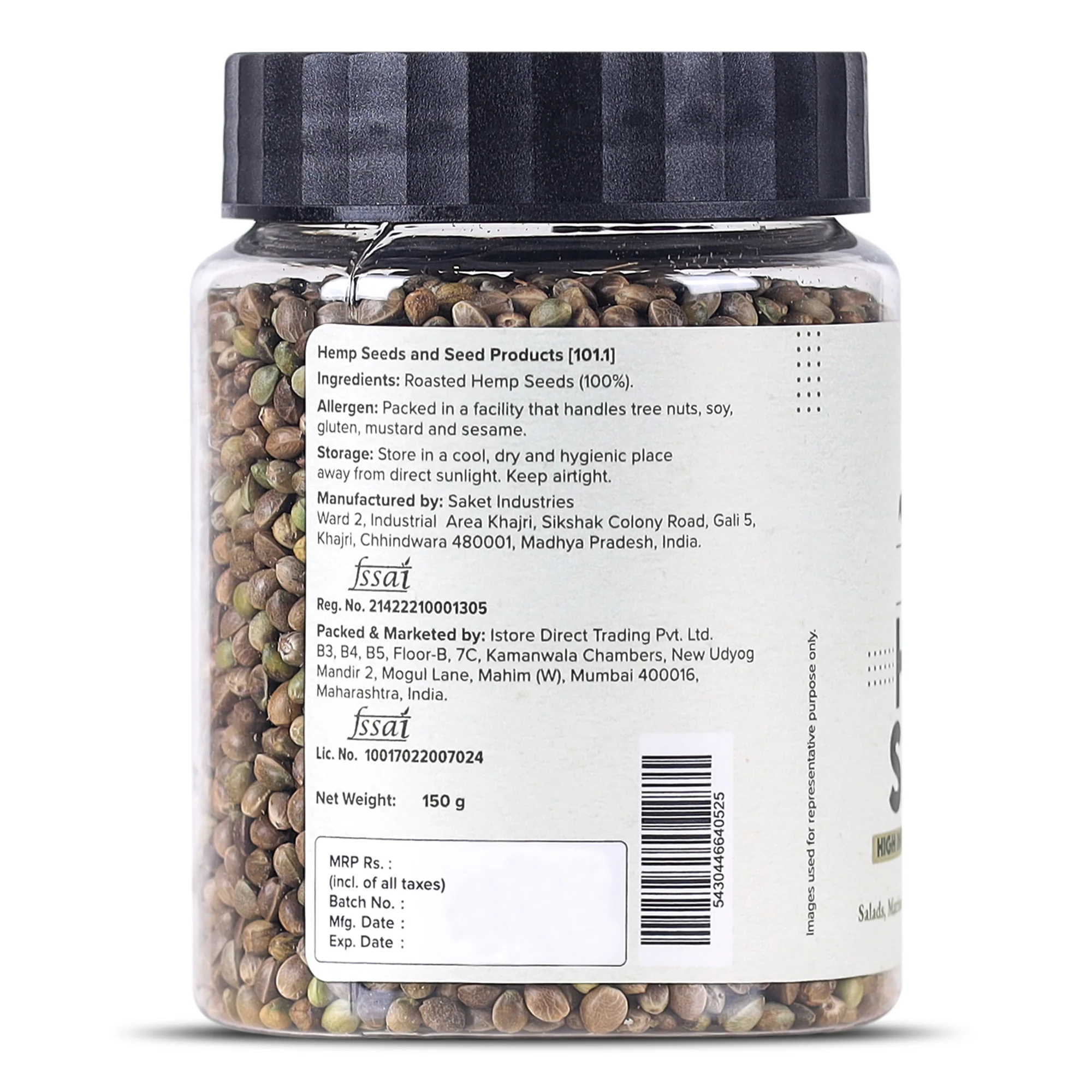 Roasted Hemp Seeds, 150 g (Hemp Seeds for Eating | Salad Topping | Roasted) - Image 2