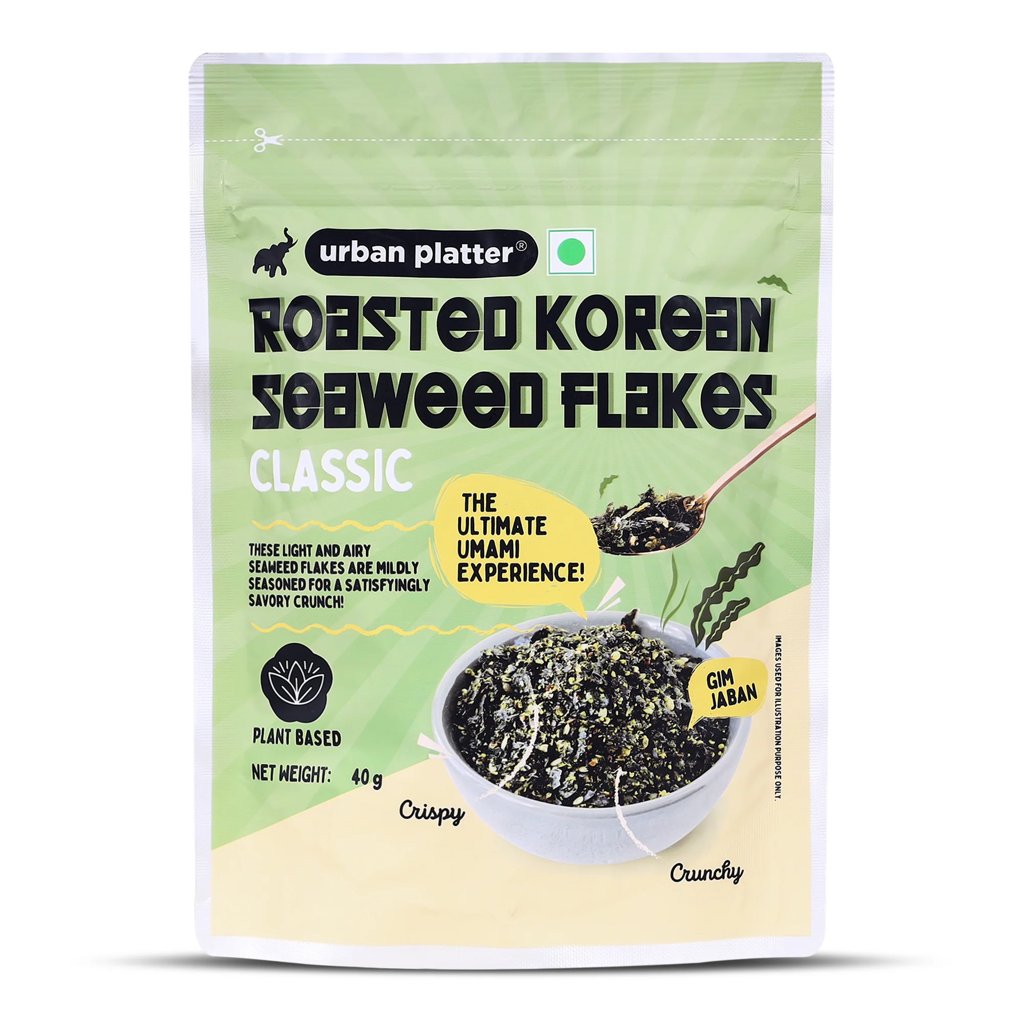 Roasted Korean Seaweed Flakes (Gim Jaban), Classic Sea Salt, 40g (Crispy, Crunchy Snack, Ultimate Umami Experience)
