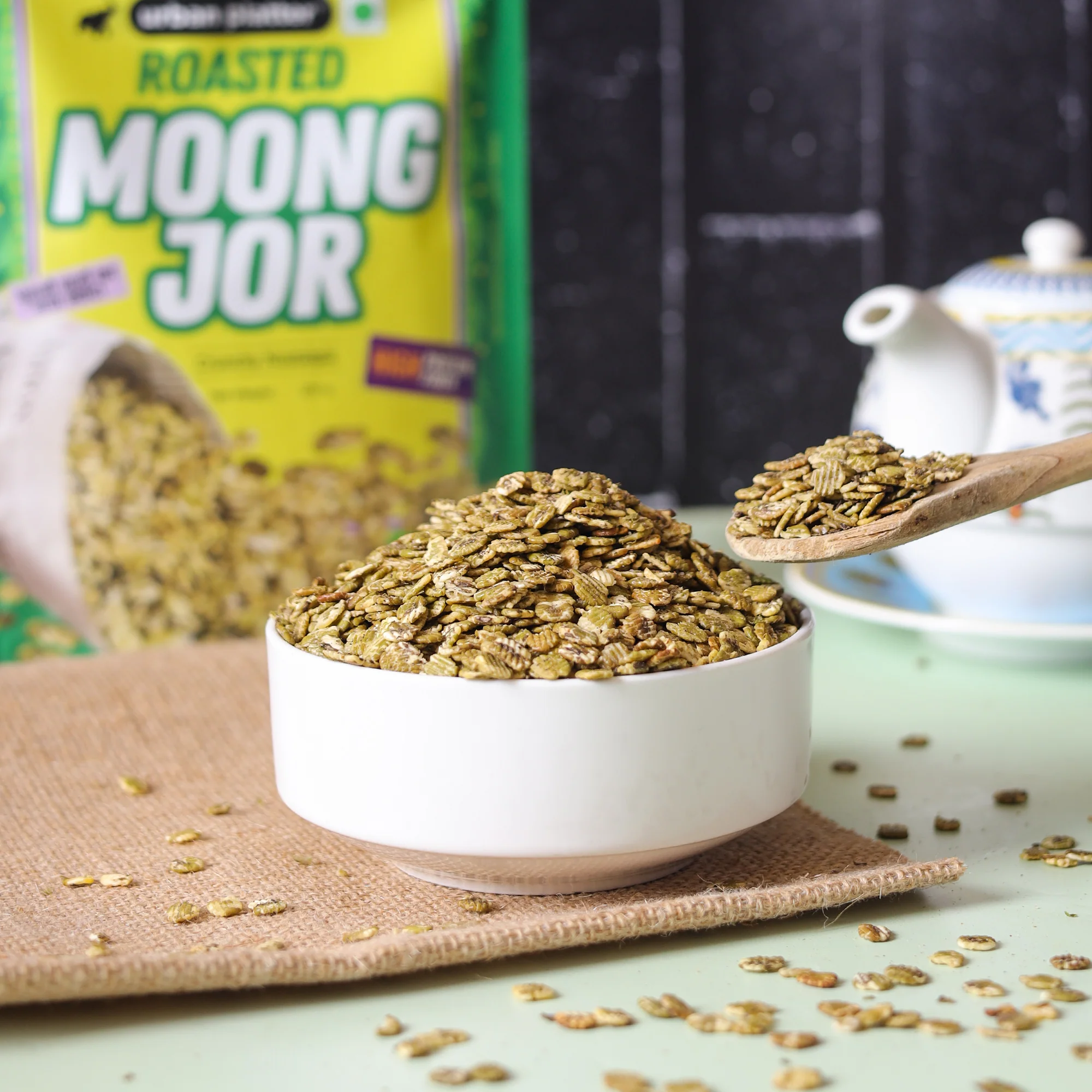 Roasted Moong Jor, 200g (High Protein, High Fiber, Palm Oil Free | Non Fried Nostalgic Indian Snack | Flattened Whole Mung Beans) - Image 4