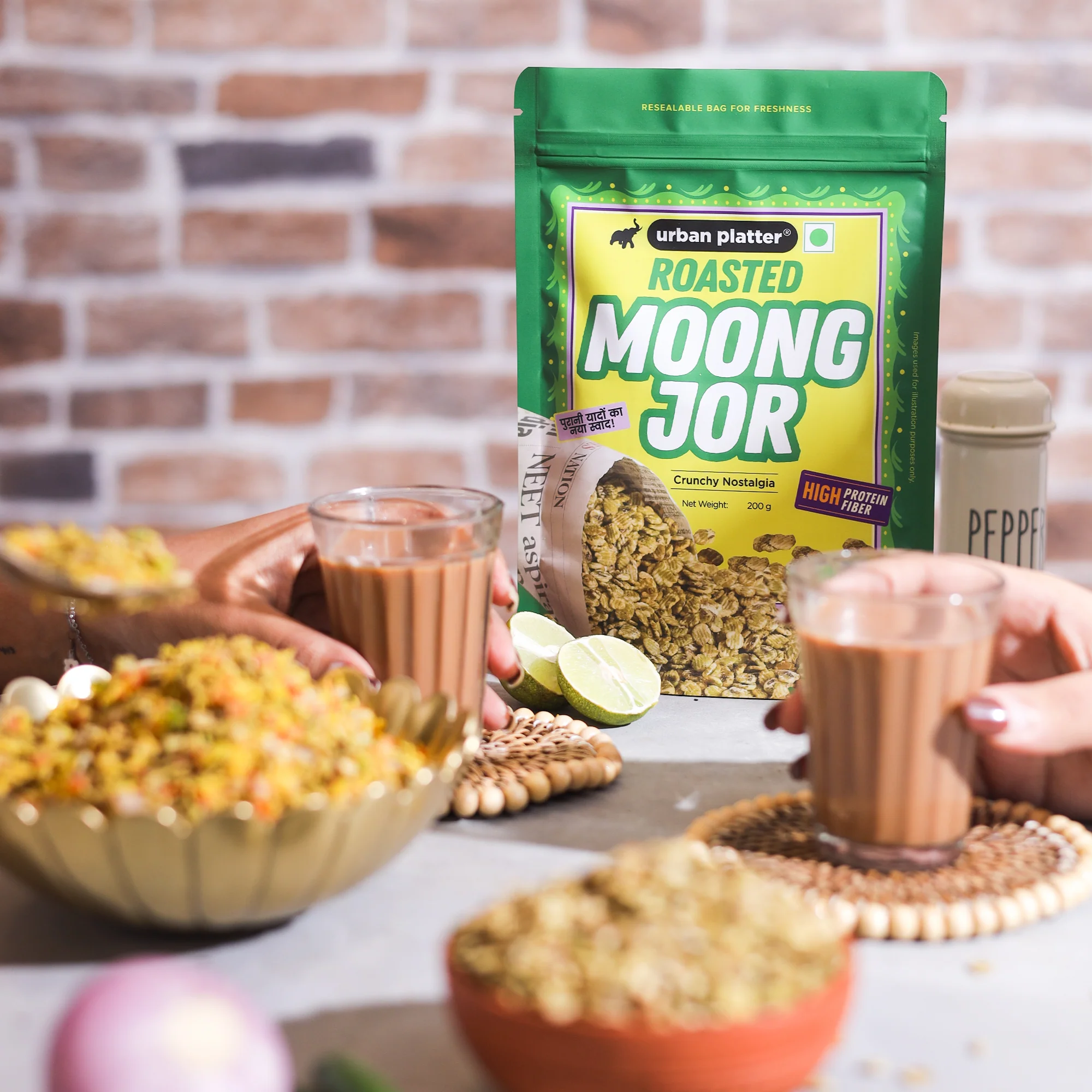 Roasted Moong Jor, 200g (High Protein, High Fiber, Palm Oil Free | Non Fried Nostalgic Indian Snack | Flattened Whole Mung Beans) - Image 5