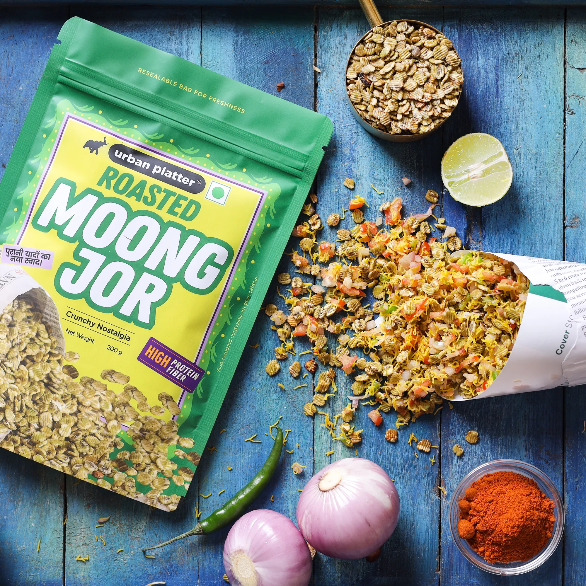 Roasted Moong Jor, 200g (High Protein, High Fiber, Palm Oil Free | Non Fried Nostalgic Indian Snack | Flattened Whole Mung Beans) - Image 6