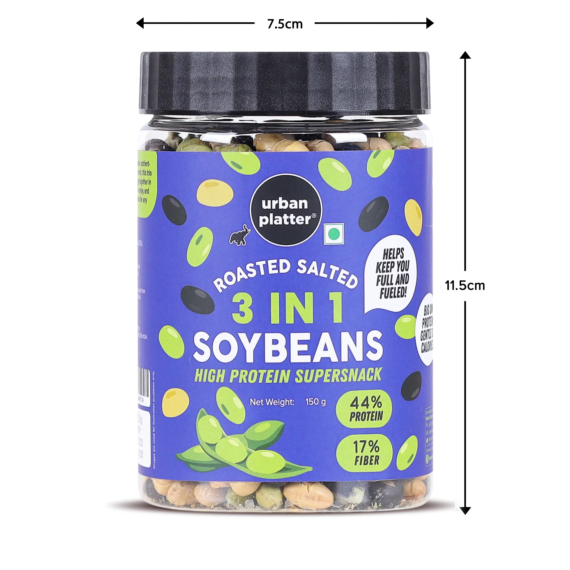 Roasted Salted 3-in-1 Soybean, 150g (44% Protein, 17% Fiber, Lightly Salted Green Edamame, Black & White Soybean, Highest Plant Protein Supersnack) - Image 11