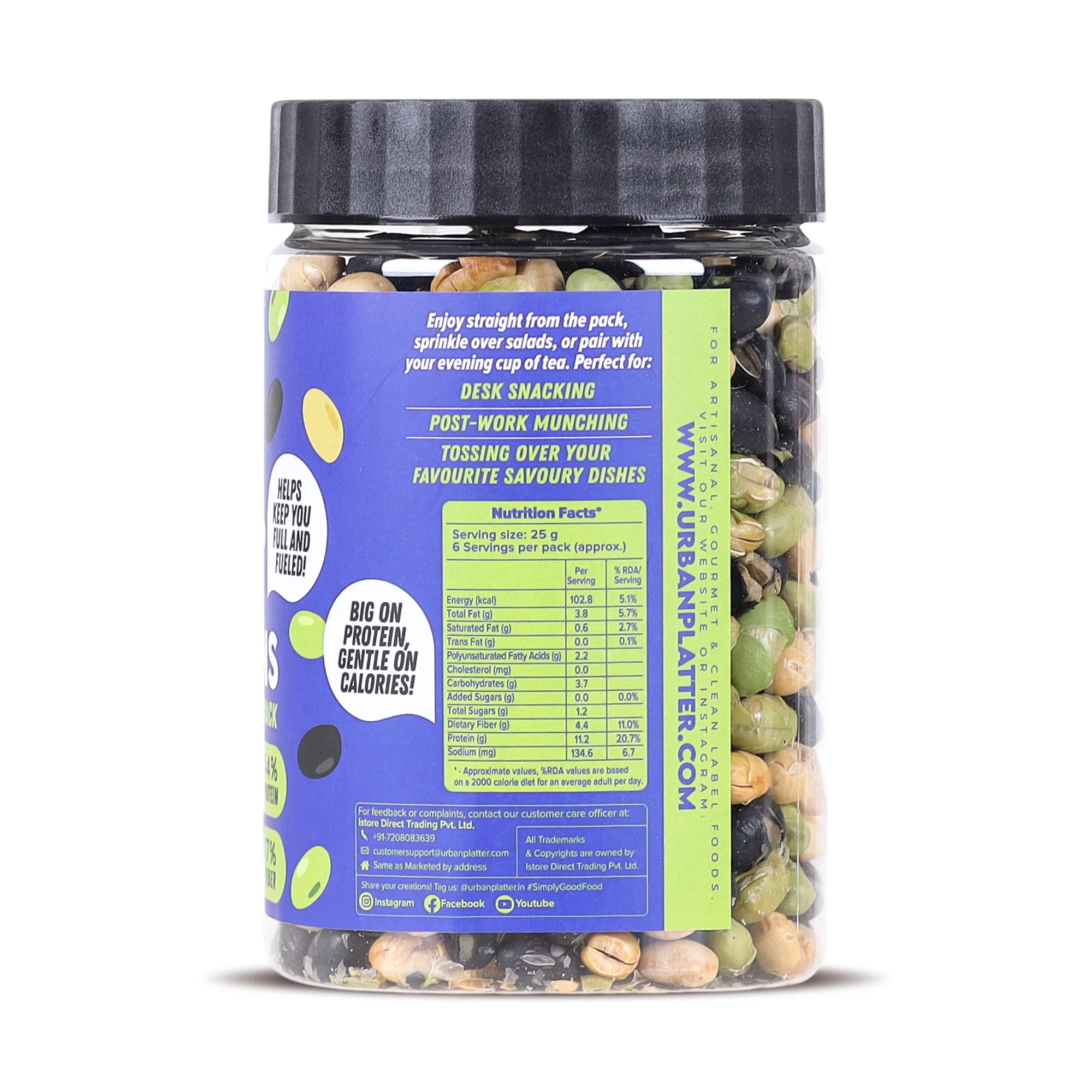 Roasted Salted 3-in-1 Soybean, 150g (44% Protein, 17% Fiber, Lightly Salted Green Edamame, Black & White Soybean, Highest Plant Protein Supersnack) - Image 3