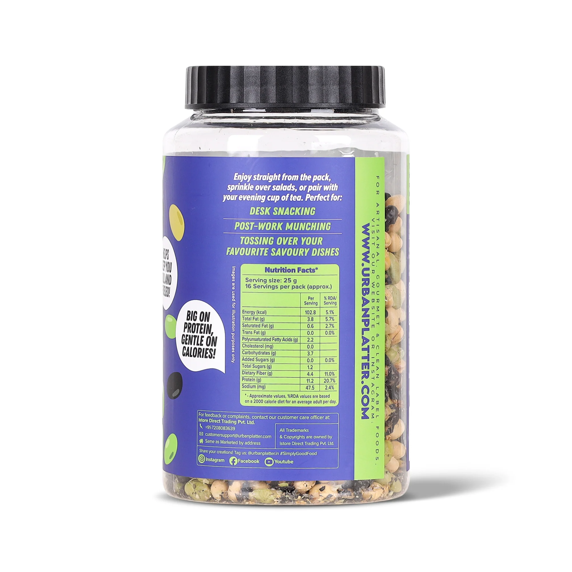 Roasted Salted 3-in-1 Soybean, 400g (44% Protein, 17% Fiber, Lightly Salted Green Edamame, Black & White Soybean, Highest Plant Protein Supersnack) - Image 3