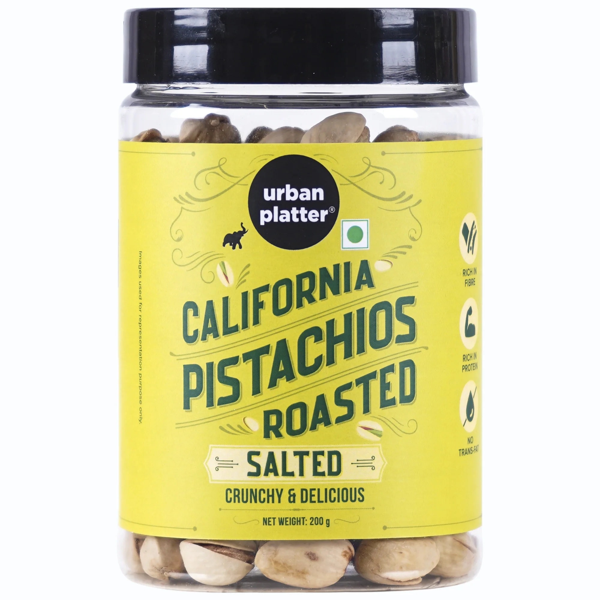 Roasted Salted California Pistachios, 200g [Lightly Salted | Premium California Pistachios In Shell | Rich in Fibre | Rich in Protein | Add to Fruit Salads, Oatmeals, Trail Mixes, Desserts, Baked Goods]