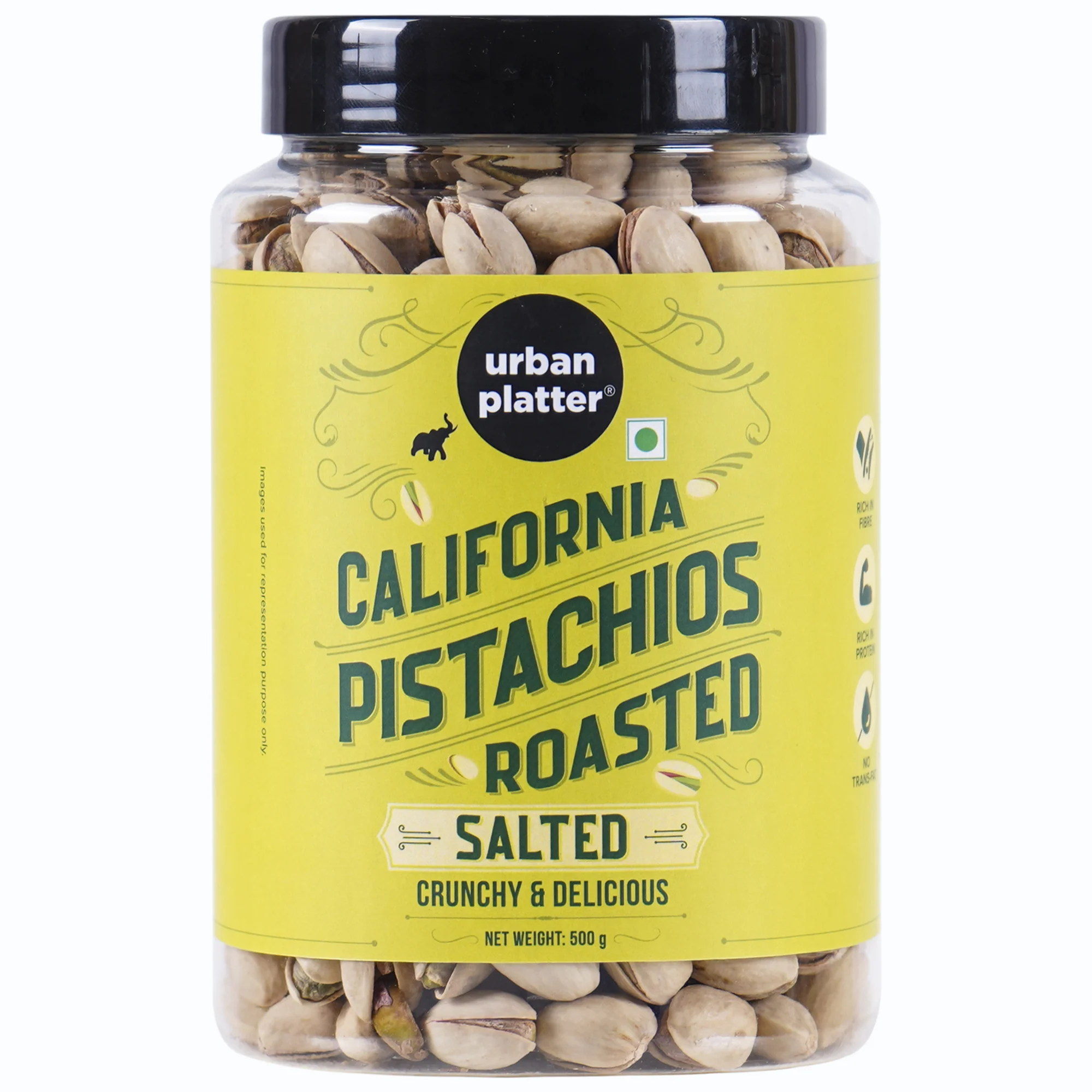 Roasted Salted California Pistachios, 500g (Lightly Salted | Premium California Pistachios In Shell | Rich in Fibre | Rich in Protein | Add to Fruit Salads, Oatmeals, Trail Mixes, Desserts, Baked Goods)