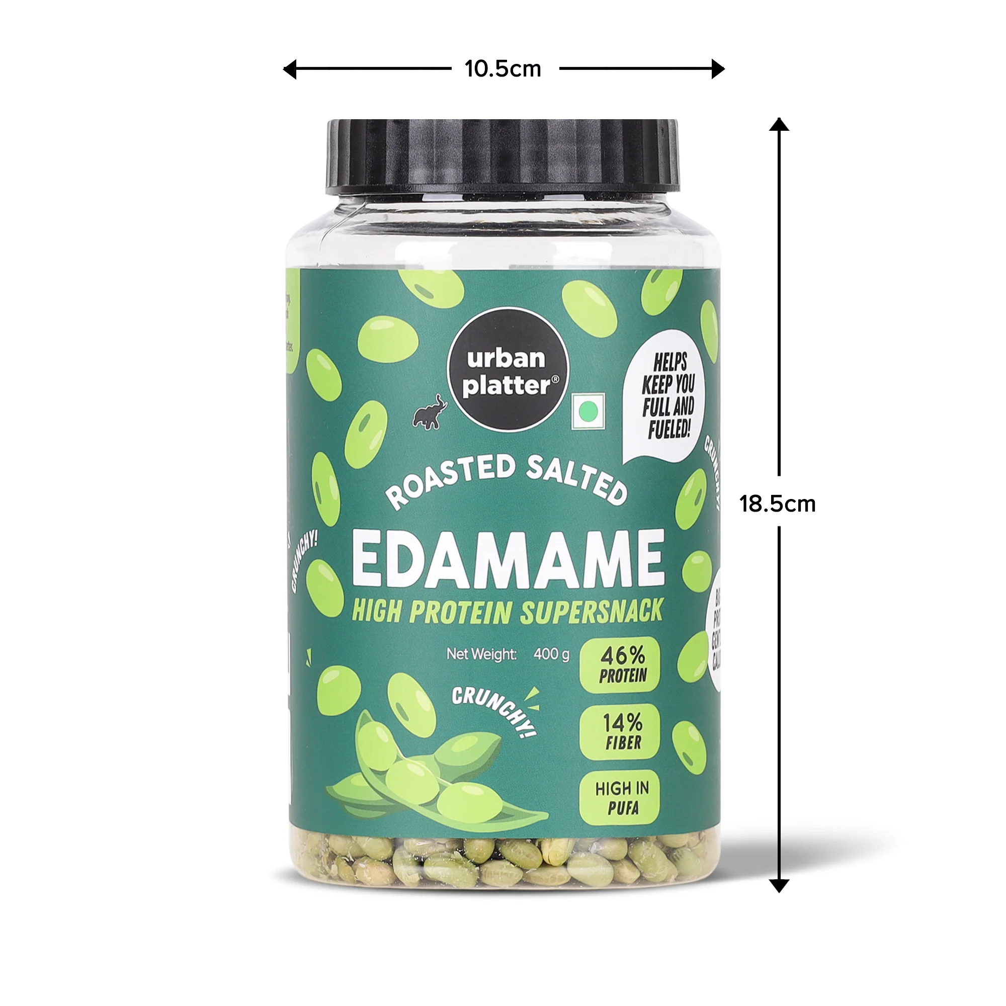 Roasted Salted Edamame, 400g (46% Protein, 14% Fiber, Lightly Salted Young Green Soybeans, Highest Plant Protein Supersnack) - Image 9