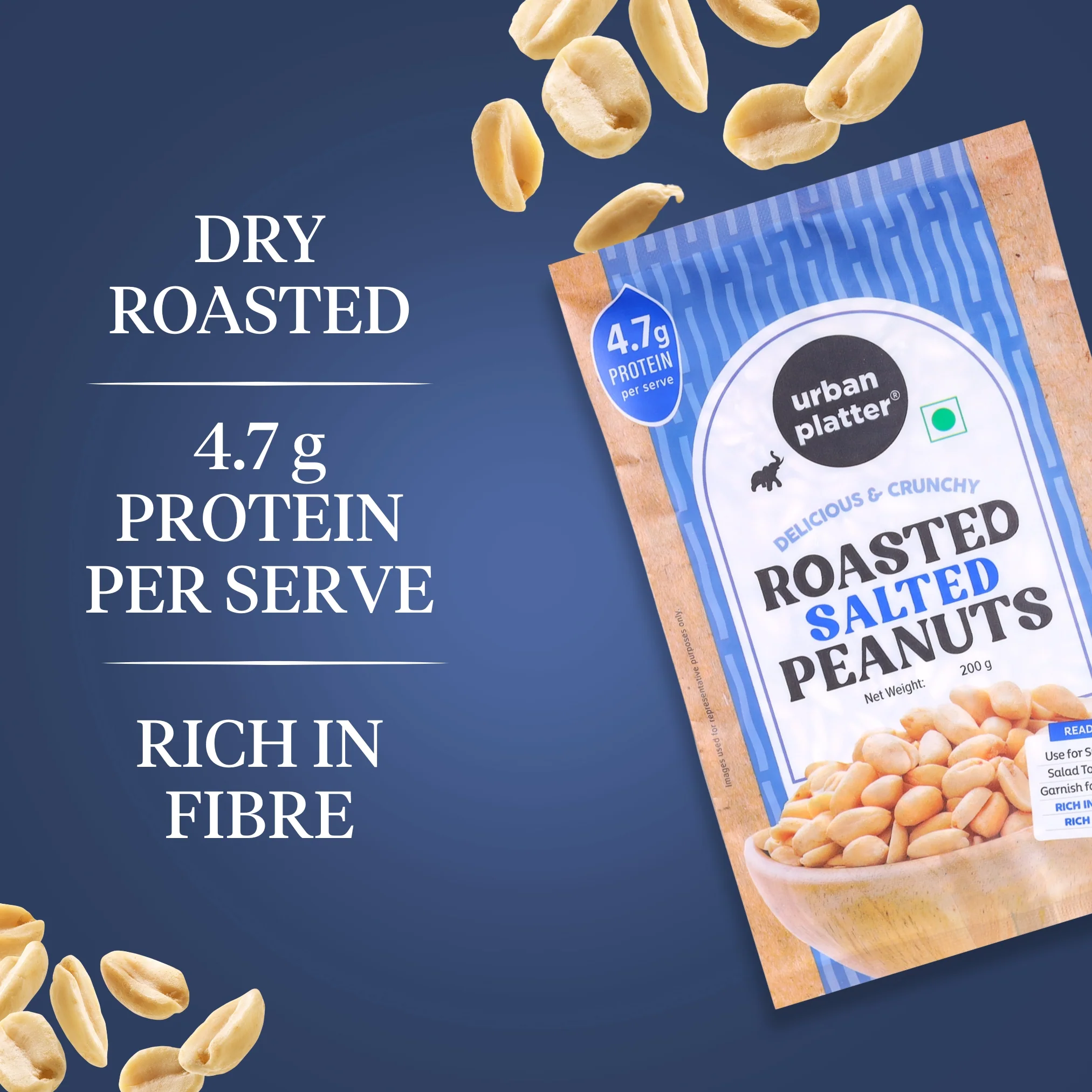 Roasted Salted Peanuts, 200g (Skin Removed | Vacuum Packed | Product of Bharuch | Oil-Free) - Image 4
