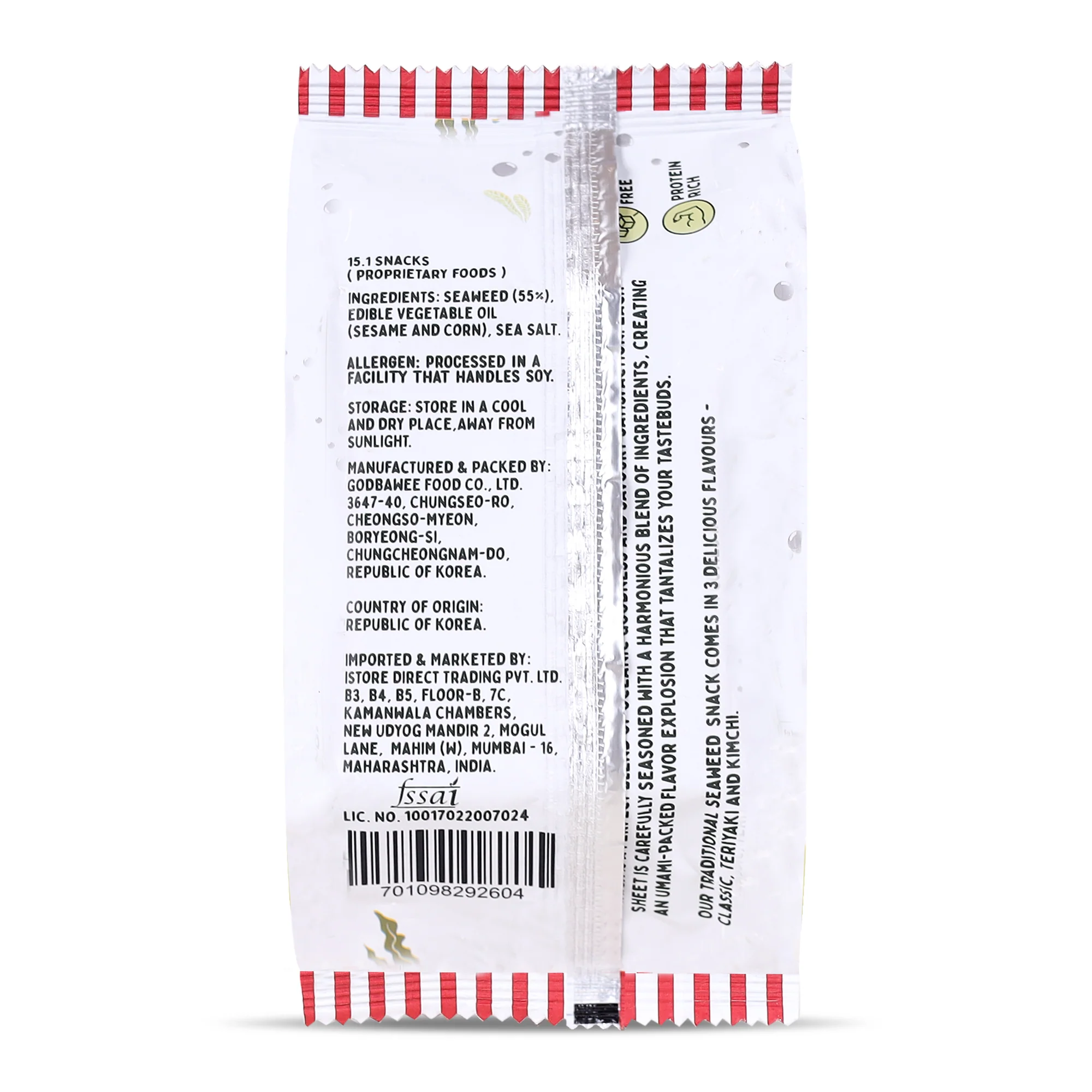 Roasted Seaweed Snack - Classic Sea Salt, 5g (Pack of 3, Ready to eat snack | Sugar Free | Crispy Umami Nori Chips) - Image 2