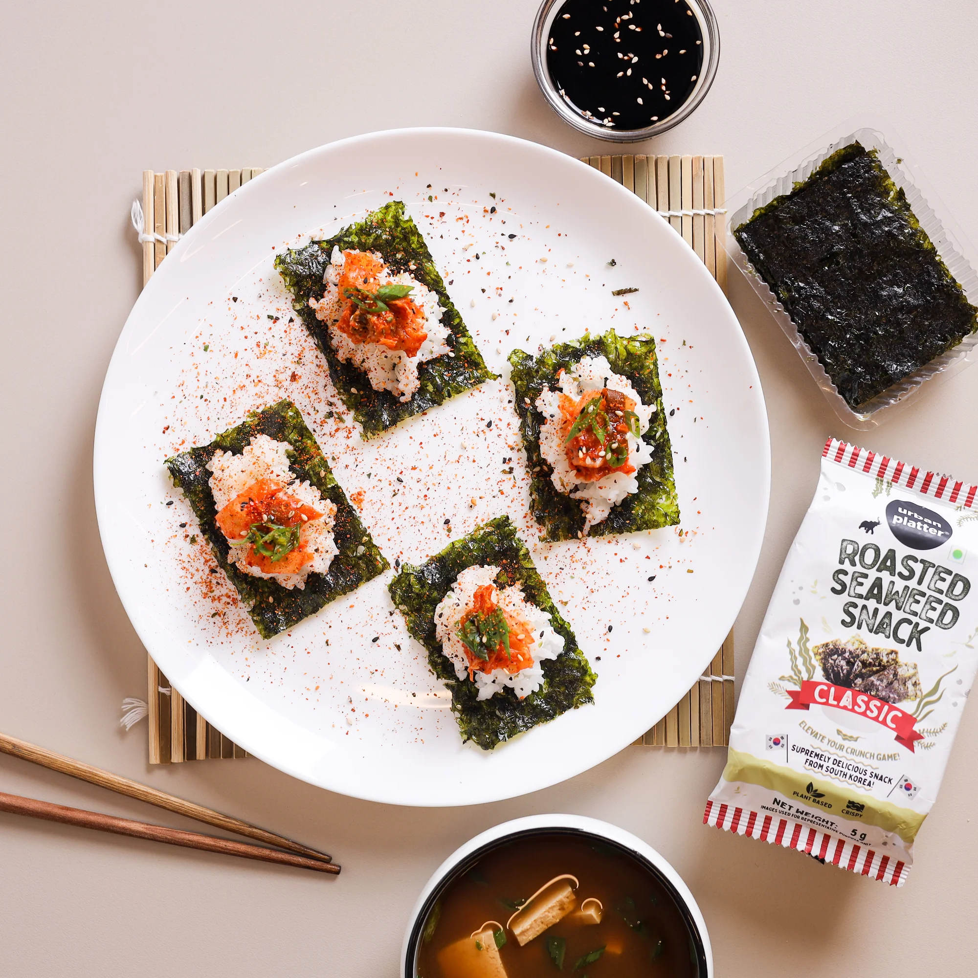 Roasted Seaweed Snack - Classic Sea Salt, 5g (Pack of 3, Ready to eat snack | Sugar Free | Crispy Umami Nori Chips) - Image 5