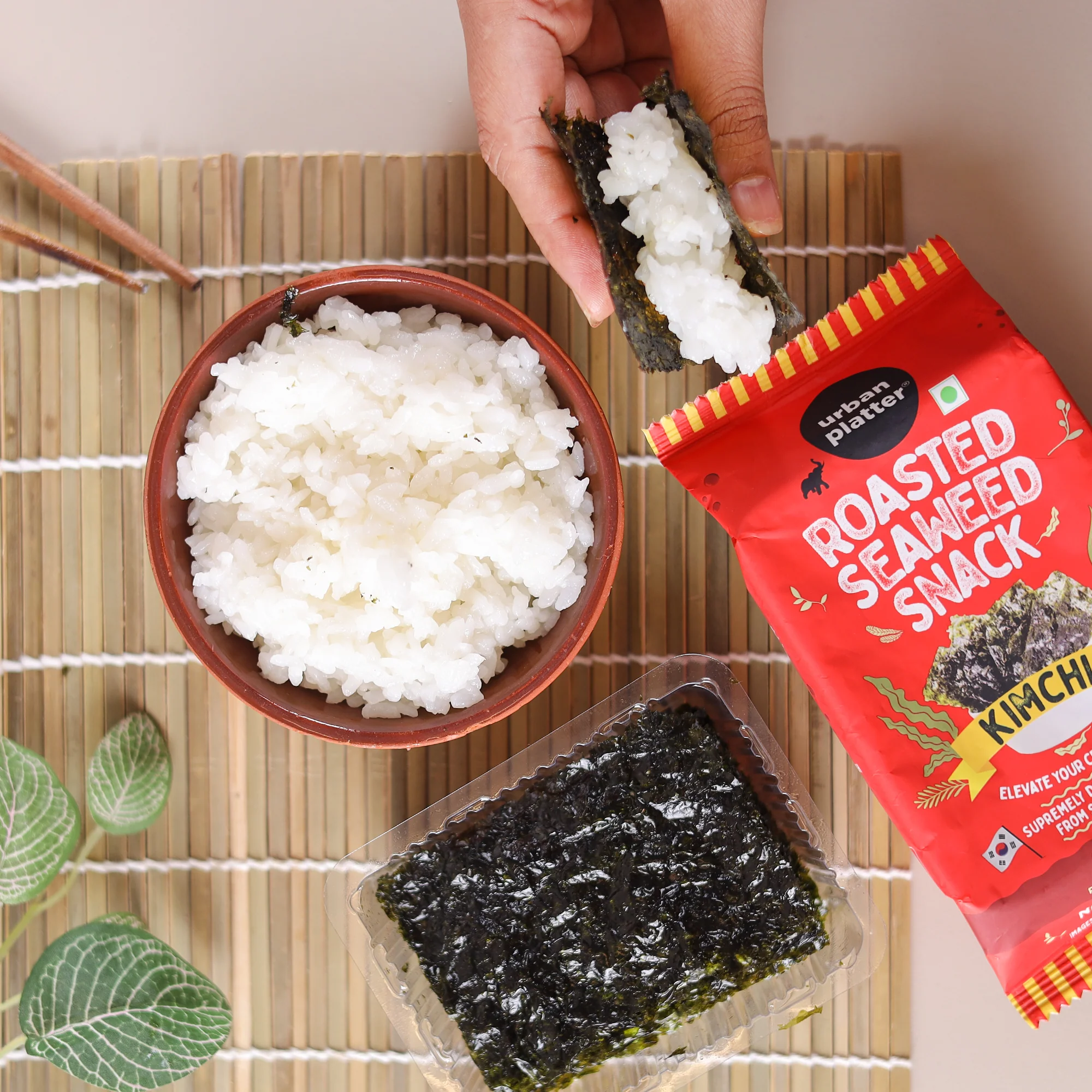 Roasted Seaweed Snack - Kimchi, 5g (Pack of 3, Ready to eat snack | Crispy Umami Nori Chips | Spicy Kimchi Flavour) - Image 4