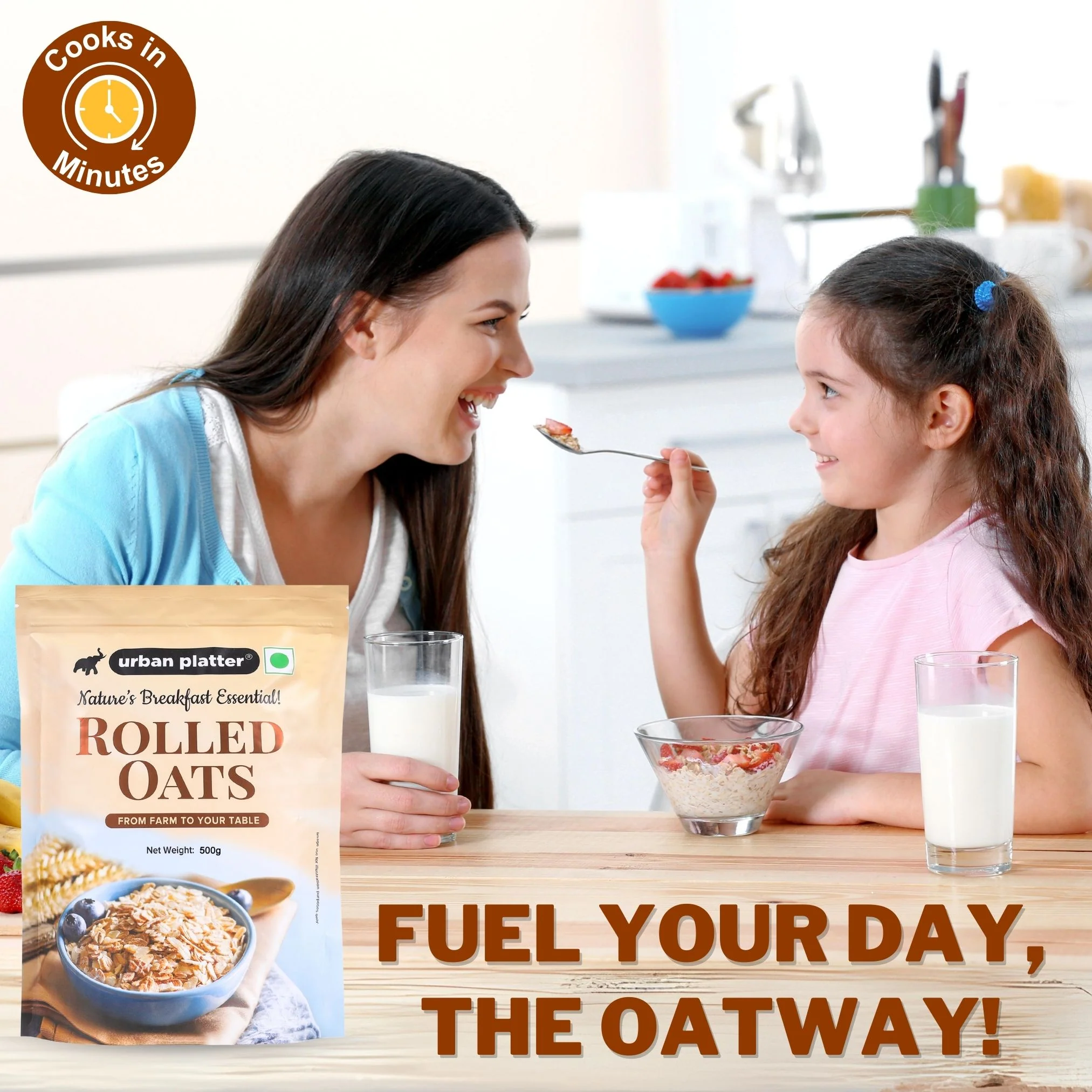 Rolled Oats, 500g (Whole-Grain Oats | High in Fiber and Protein | Breakfast Cereal I Old-Fashioned Oats) - Image 3