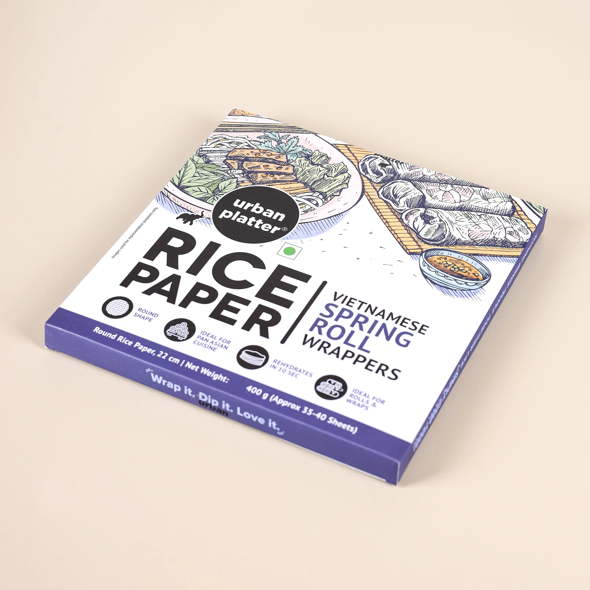 Round Rice Paper Sheets, 400g (Vietnamese Spring Roll Wrappers, Gluten-free, 22 cm Each, 35-40 Sheets per pack) - Image 3