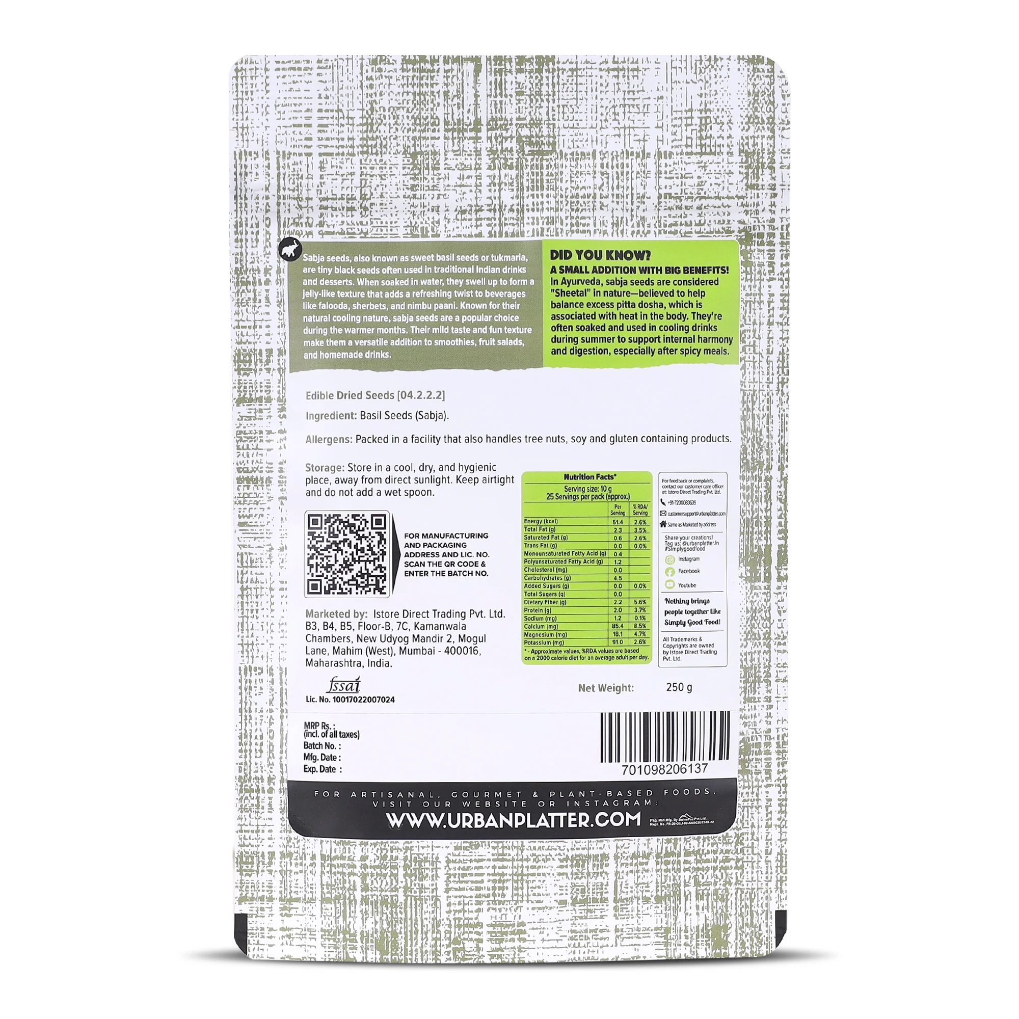 Sabja Seeds, 500g (Natural Body Coolant, Aids in Digestion, Ayurveda Superfood, Rich in Protein & Fiber) - Image 2