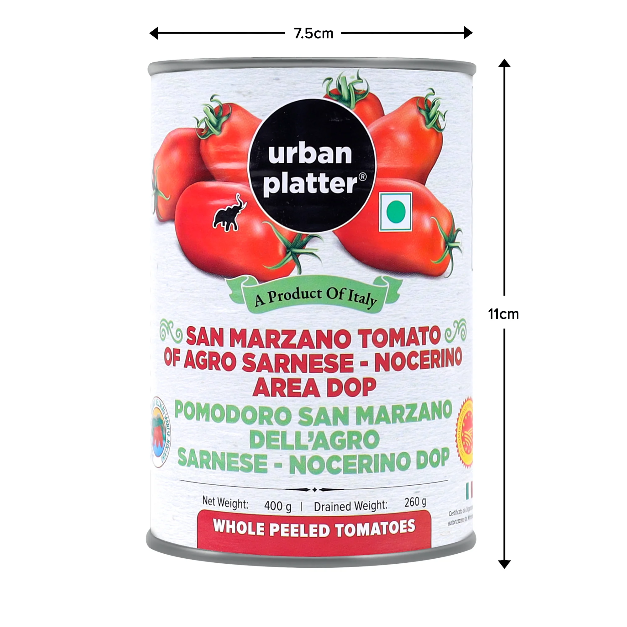 San Marzano Whole Peeled Tomatoes in Tomato Juice, 400g (Drained Weight 260g, DOP, Tomates pelles dans le jus, Product of Italy) - Image 4