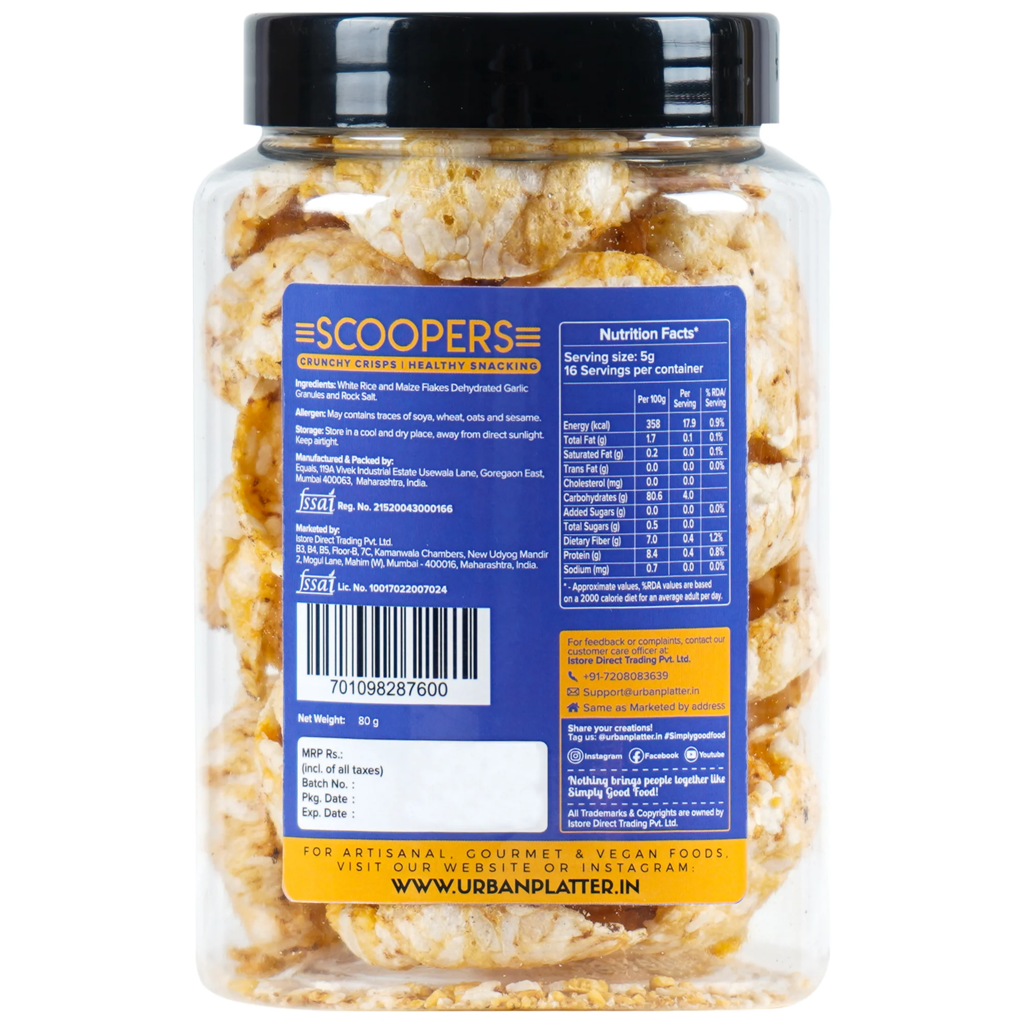 Scoopers Good Ol' Garlic, 80g (Crisps made with Popped Rice & Corn) - Image 2