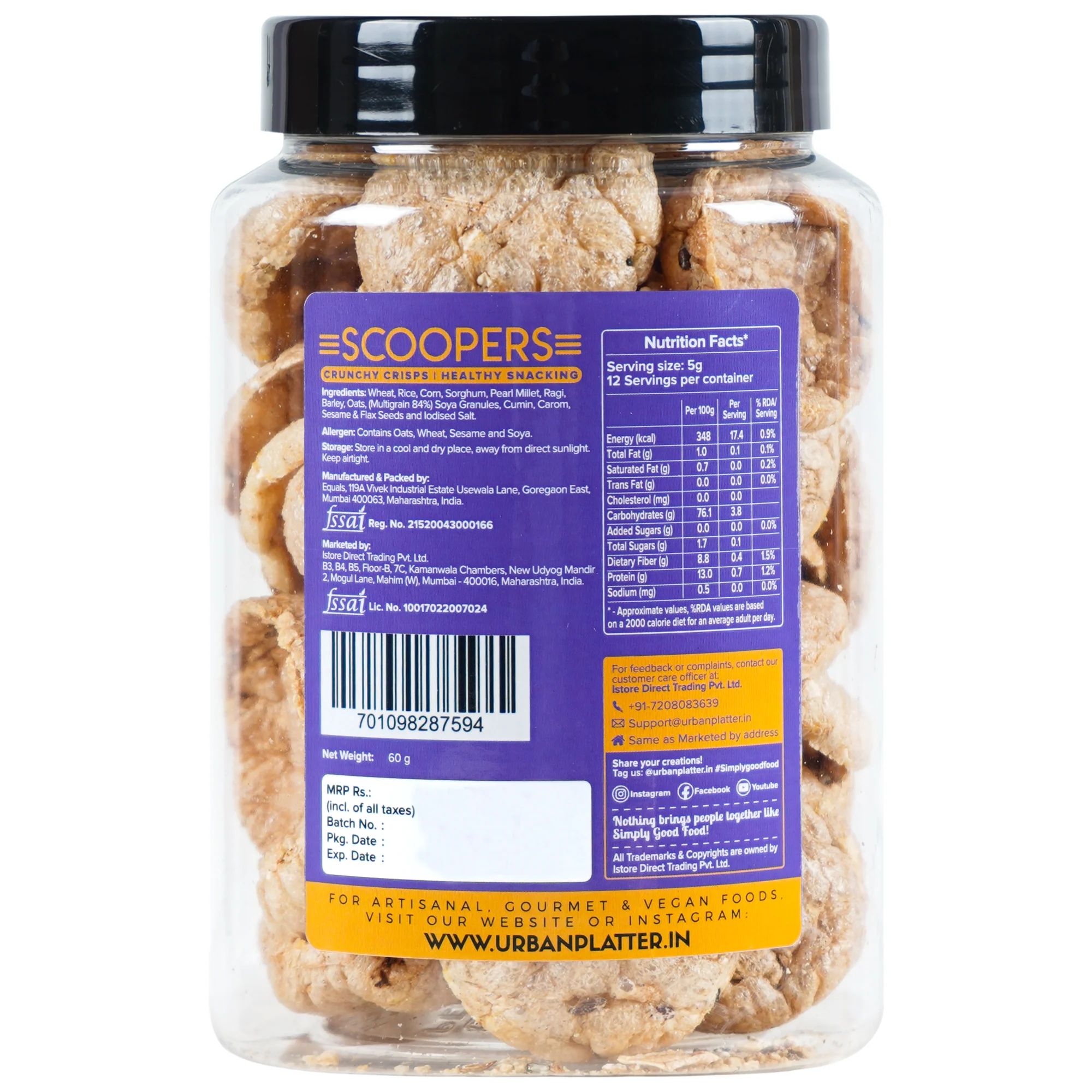 Scoopers Multigrain Munchie, 60g (Crunchy Crisps made with Popped Multi-grains and seeds for healthy snacking) - Image 2
