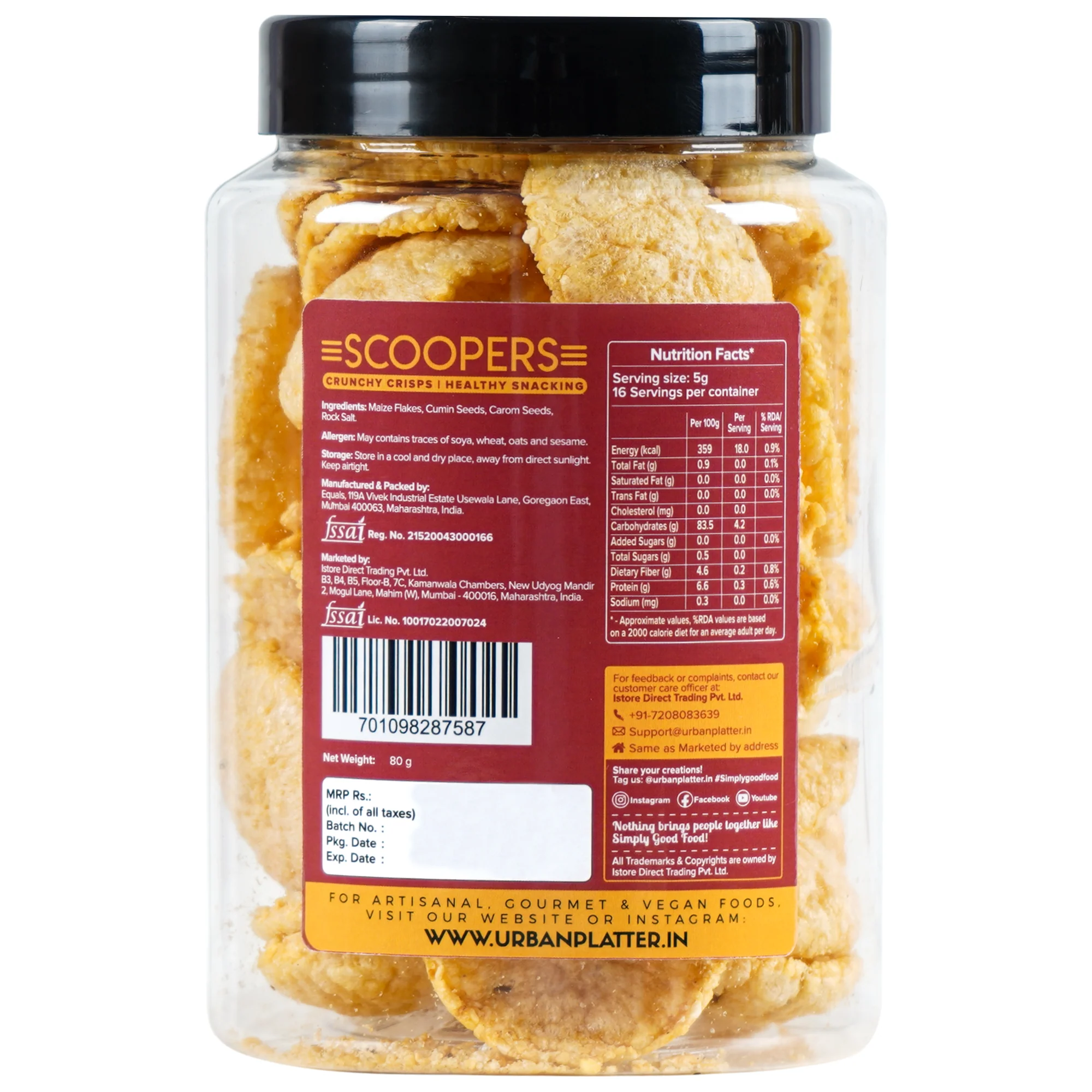 Scoopers Original Indian, 80g (Crunchy Crisps made with Popped Corn for Gluten-free snacking) - Image 2