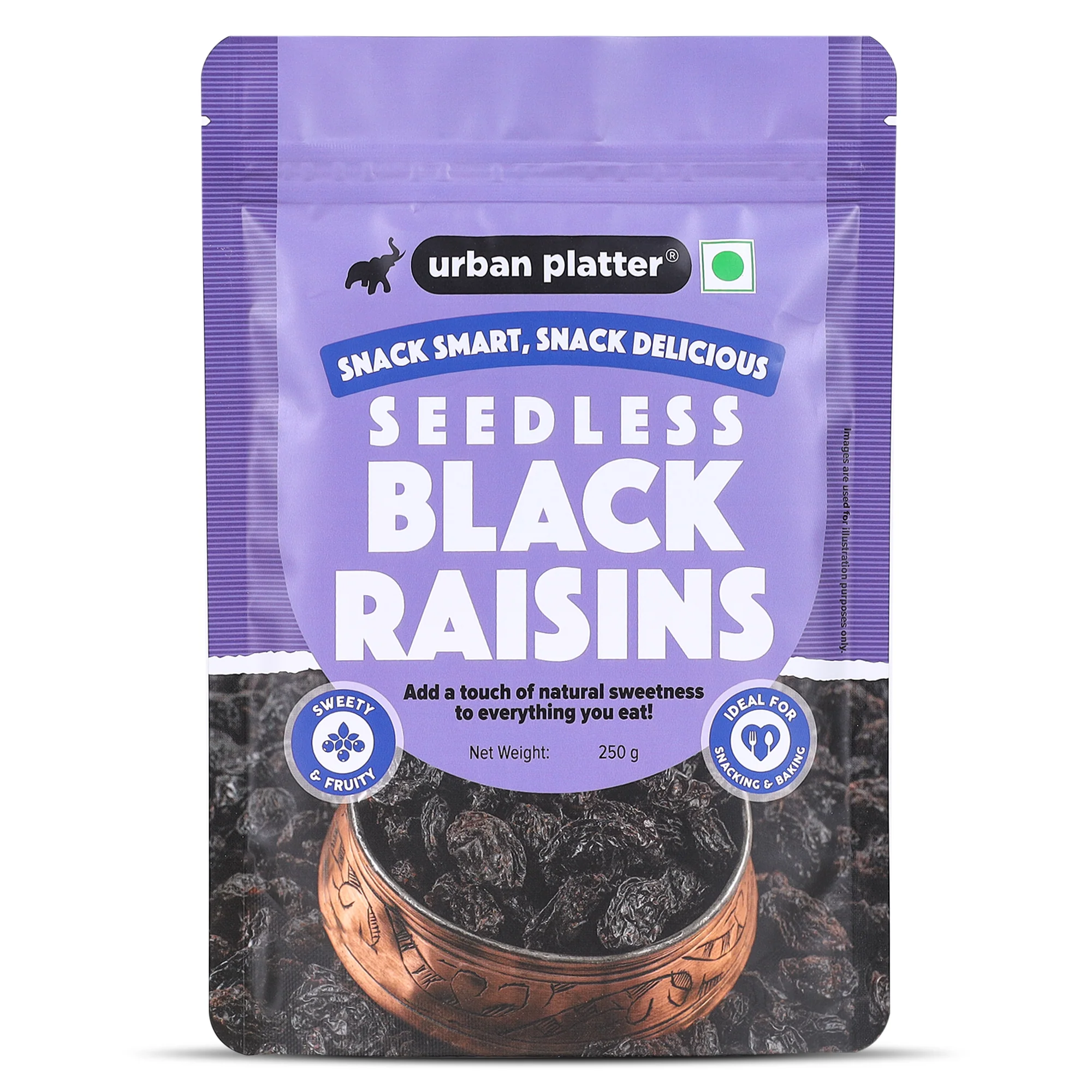 Seedless Black Raisins, (Sweet & Juicy | Sun-Dried & Seedless | Ideal for Baking | Ayurveda Superfood)