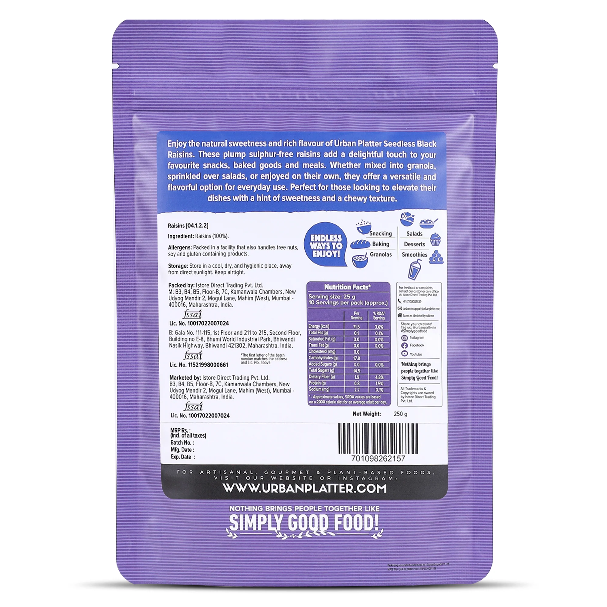 Seedless Black Raisins, (Sweet & Juicy | Sun-Dried & Seedless | Ideal for Baking | Ayurveda Superfood) - Image 2