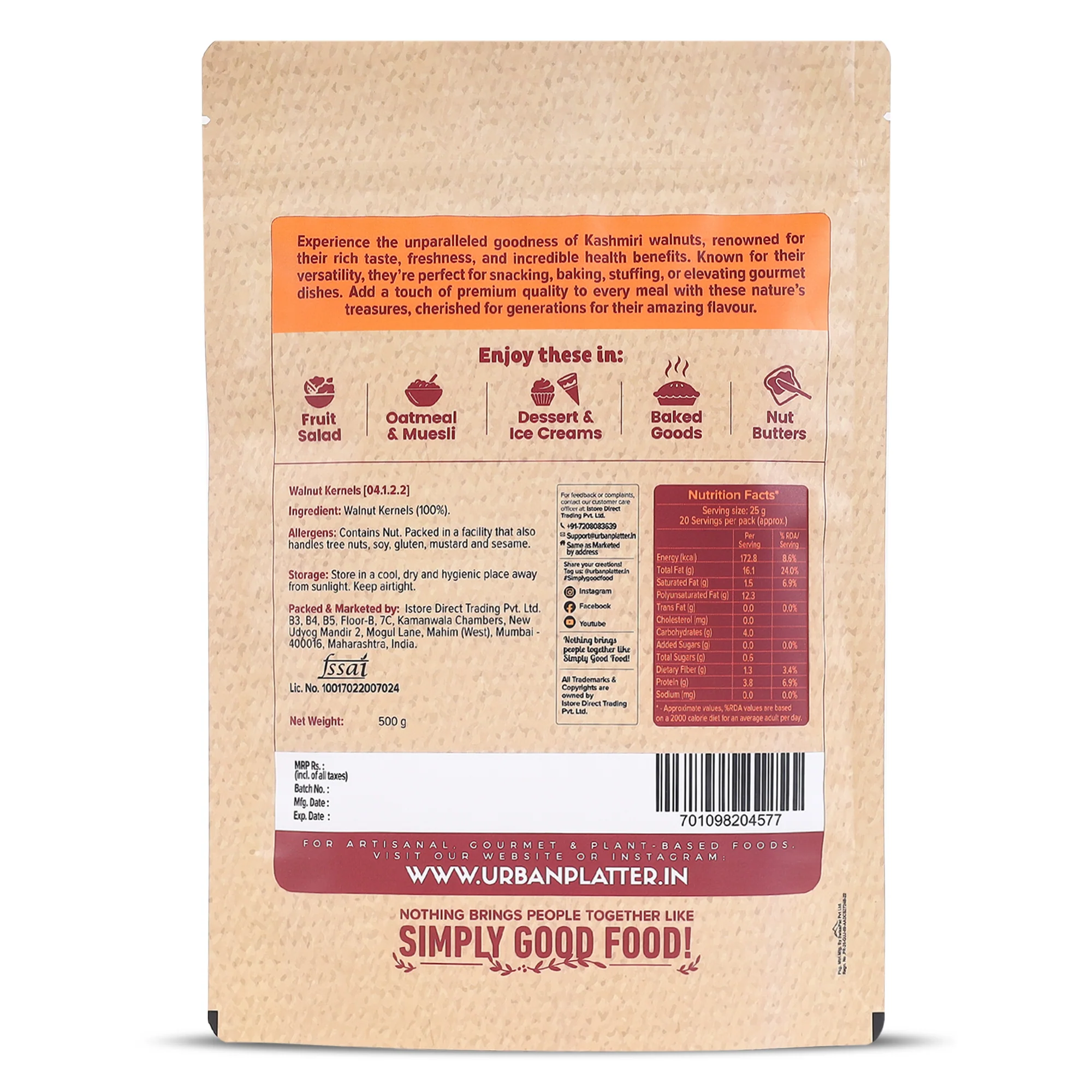 Kashmir Walnut Kernels, 500g (Shelled Halves | Akhrot Giri | Grown in India | Rich in Omega-3 & Antioxidants) - Image 2