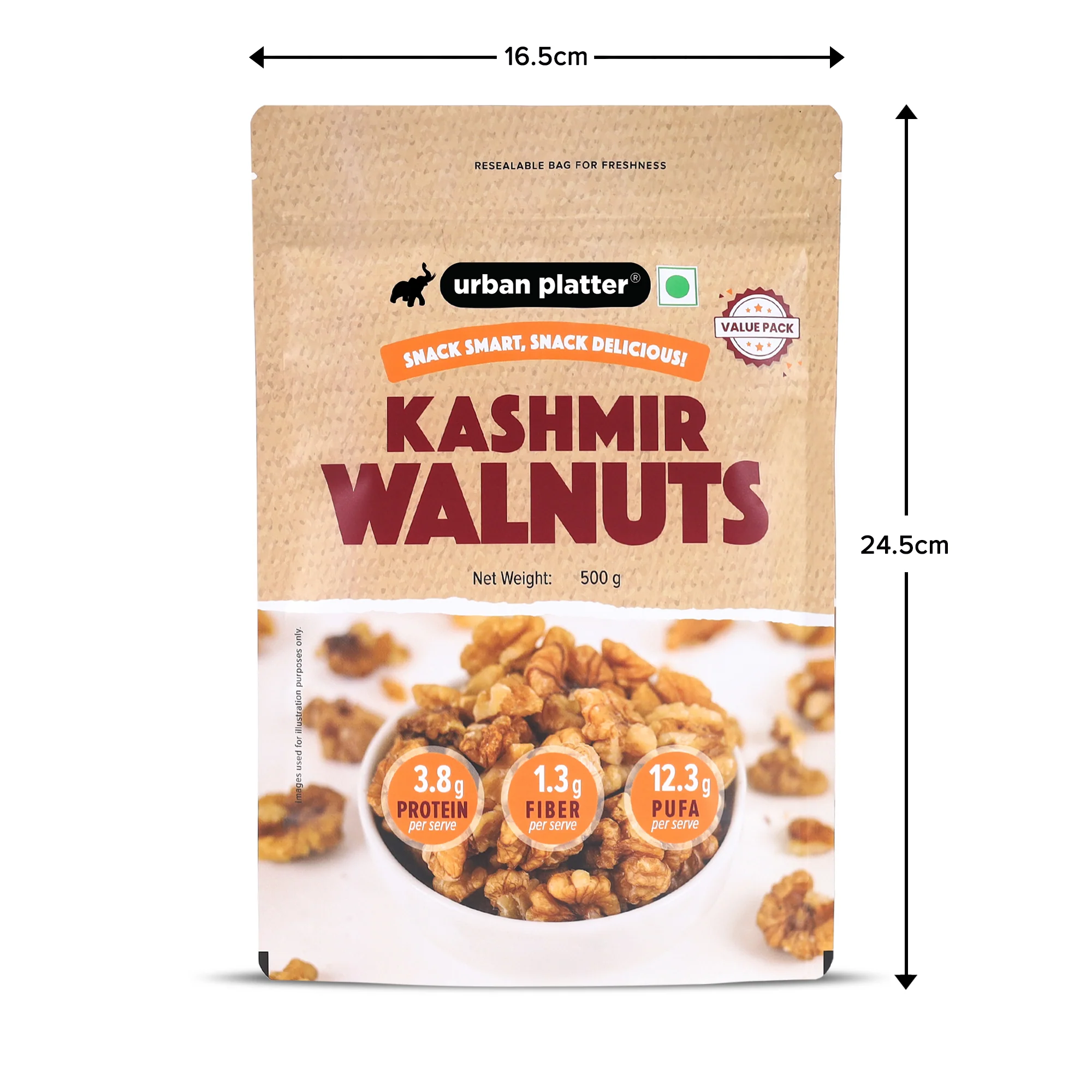 Kashmir Walnut Kernels, 500g (Shelled Halves | Akhrot Giri | Grown in India | Rich in Omega-3 & Antioxidants) - Image 7