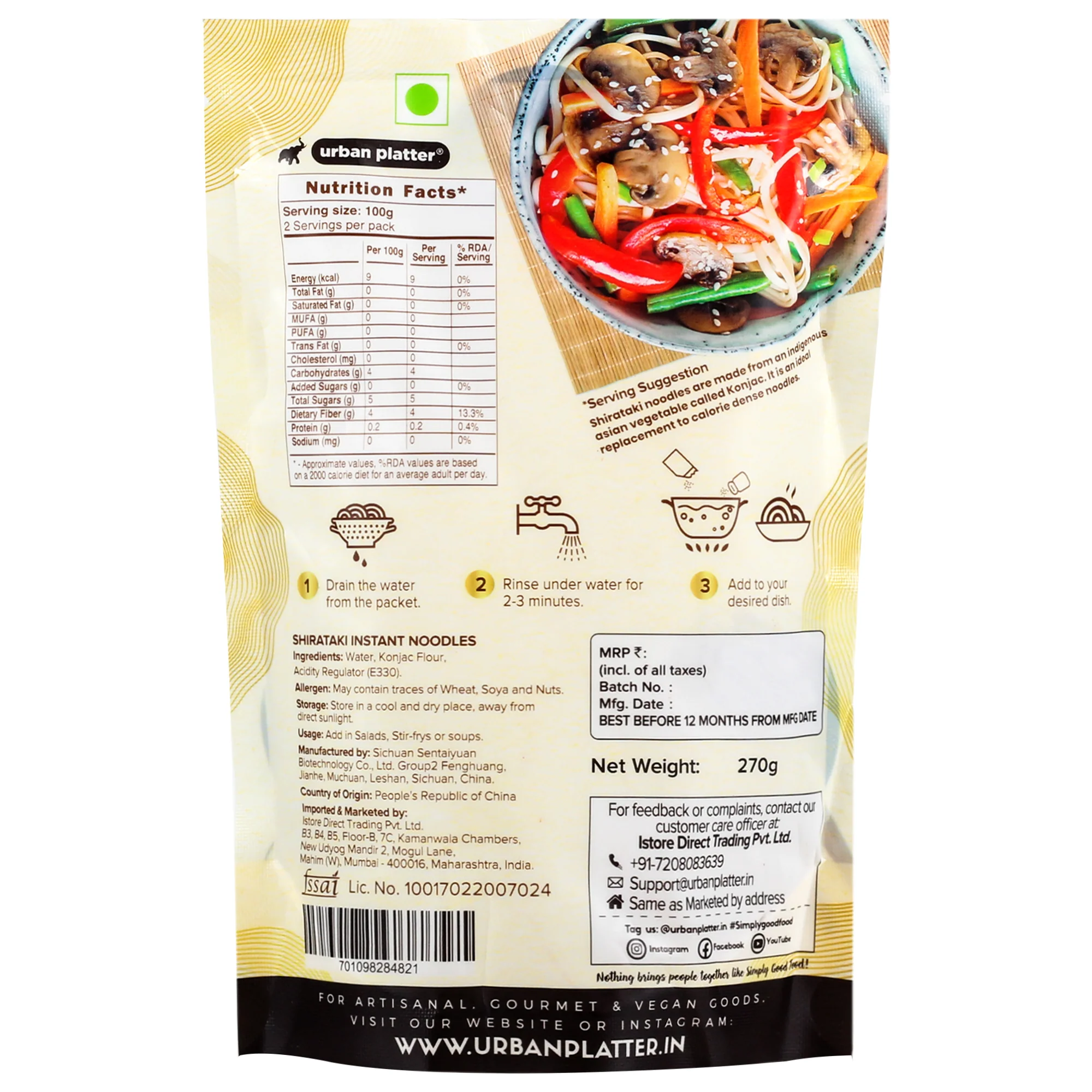 Shirataki Konjac Noodles, 270g, Pack of 12 (Zero Calorie, Fat-free, Gluten-free, Low Carb, Keto, Ready to Use) - Image 2