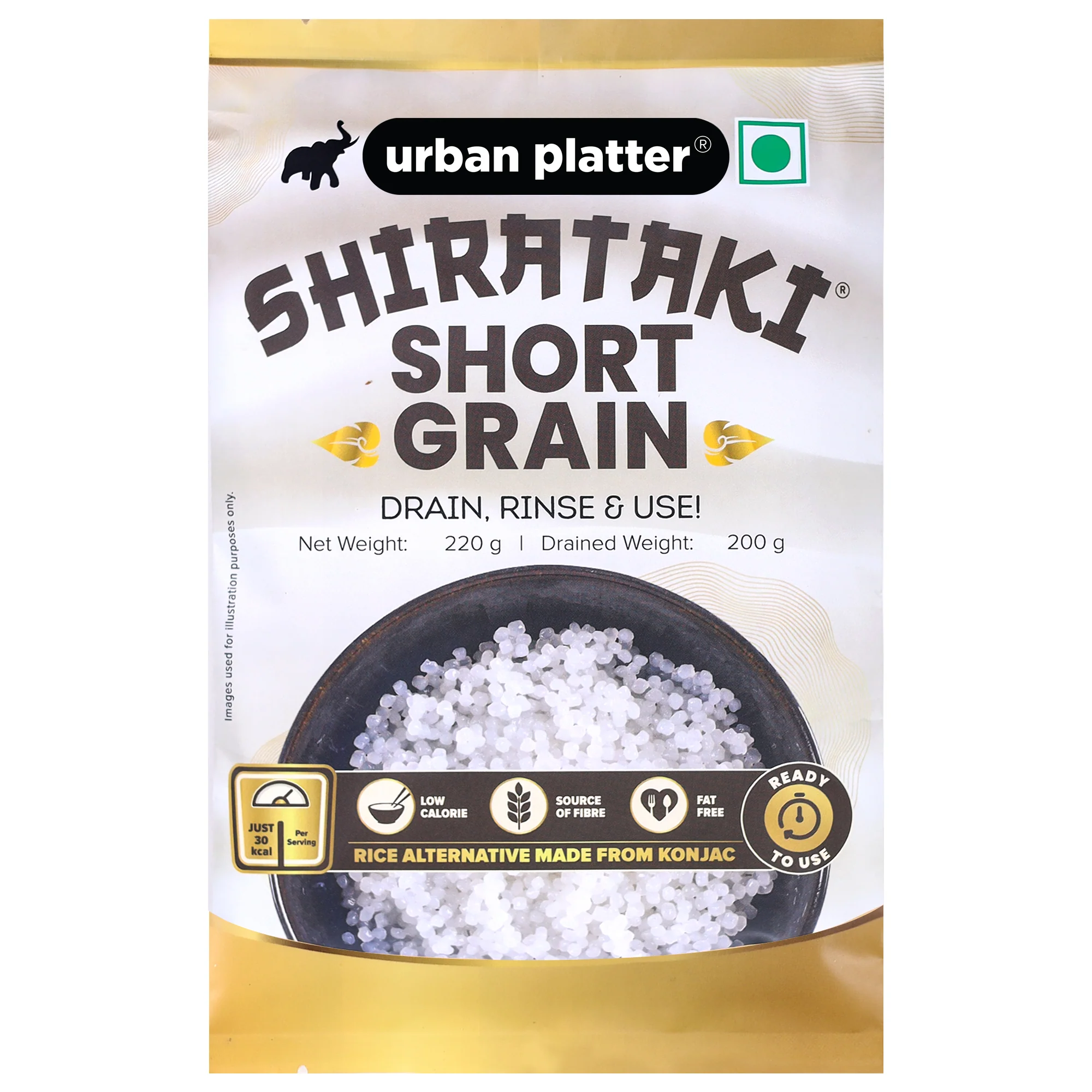 Shirataki Short-Grain Rice, 220g (Ultra Low-carb, Low-calorie, Keto-friendly, Fat-free, Gluten-free Alternative to Rice)