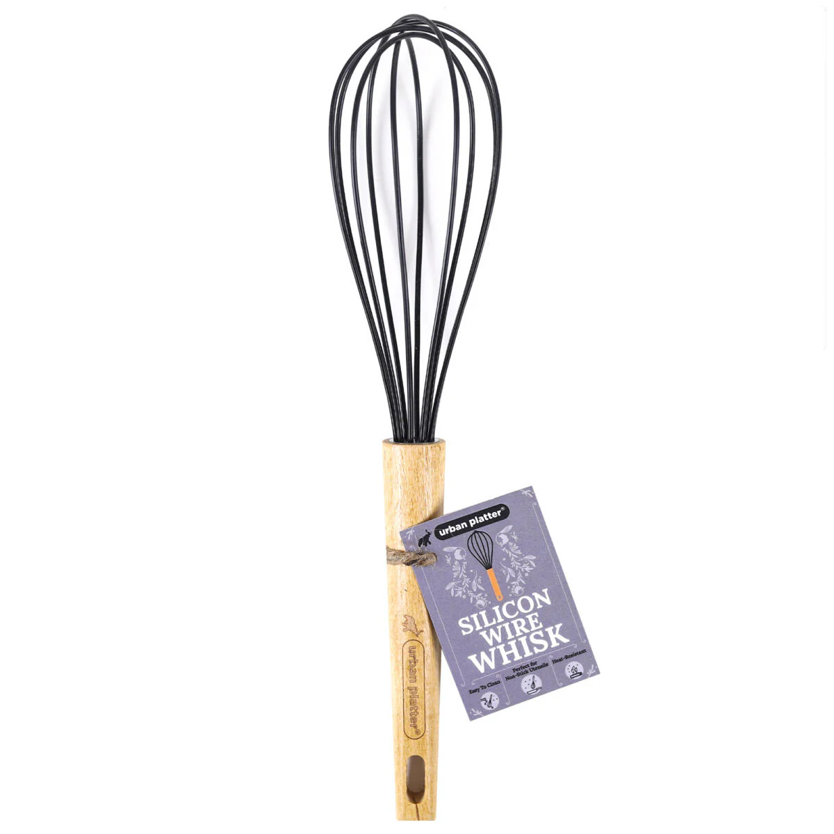 Silicone Wire Whisk, Milk and Cream Beater Blender - Blending, Whisking, Beating, Stirring With Wooden Handle [Easy to Clean, Perfect for Non-stick Utensils, Heat-Resistant]