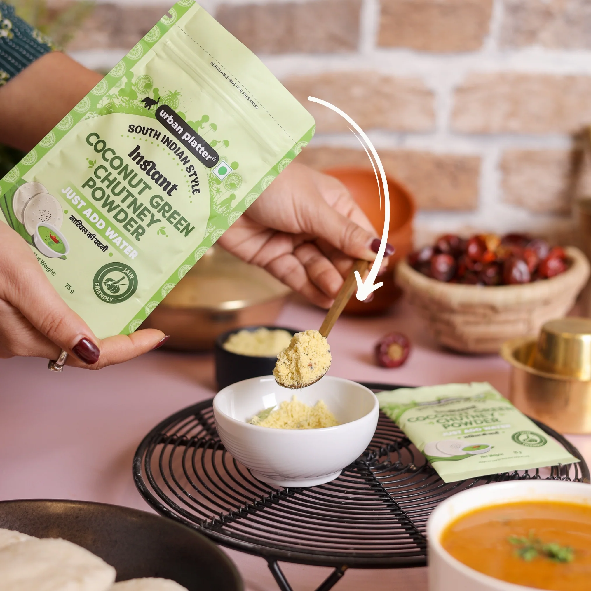 South Indian Style Instant Coconut Green Chutney Powder, 200g [Nariyal ki Chutney, Just Add Water] - Image 3