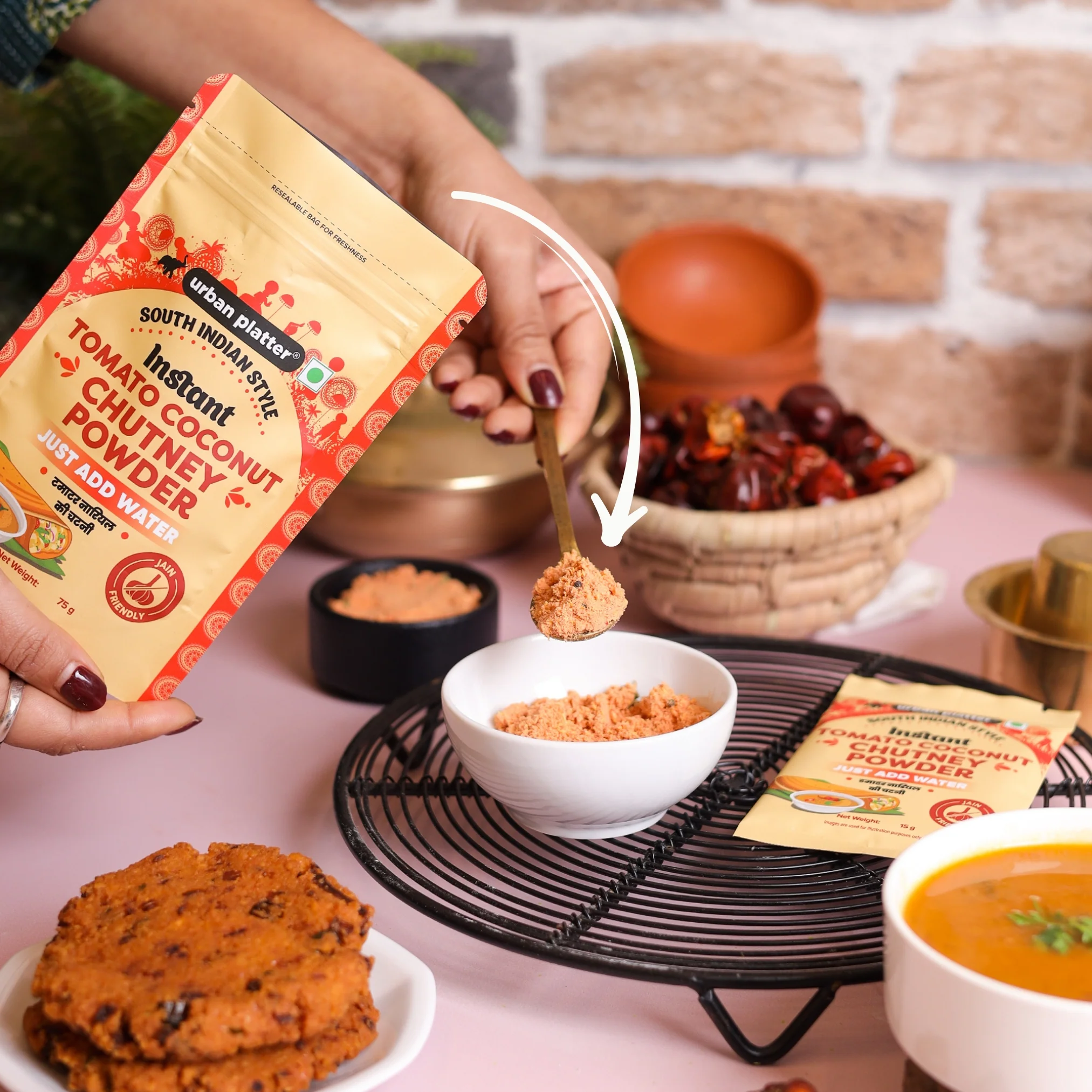 South Indian Style Instant Tomato Coconut Chutney Powder, 200g (Nariyal ki Chutney, Just Add Water) - Image 3