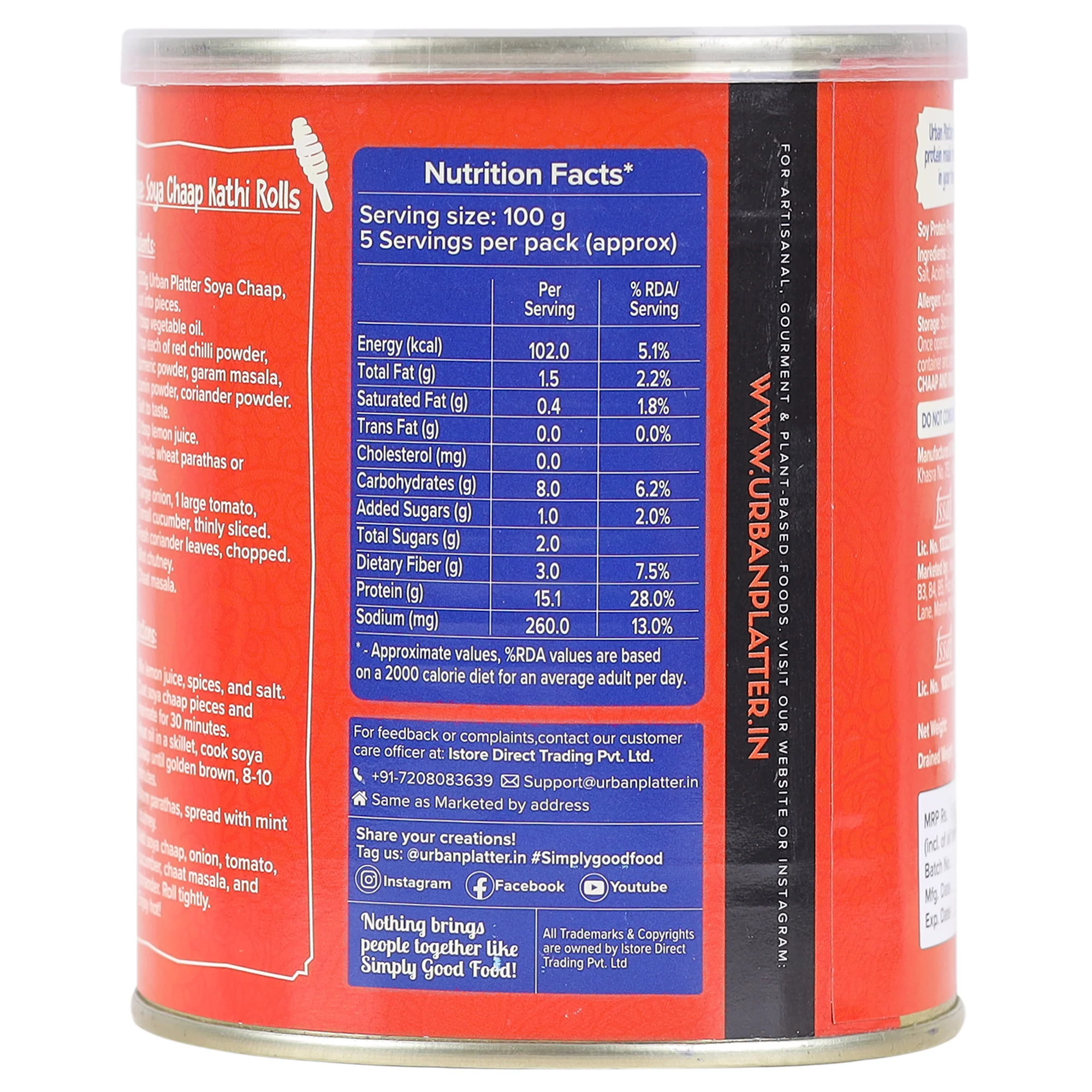 Soya Chaap in Brine, 800g (Pack of 2)(Canned | Chunks on Stick | Drained Weight - 500g, Rich in Plant Protein| Soy Chap) - Image 3