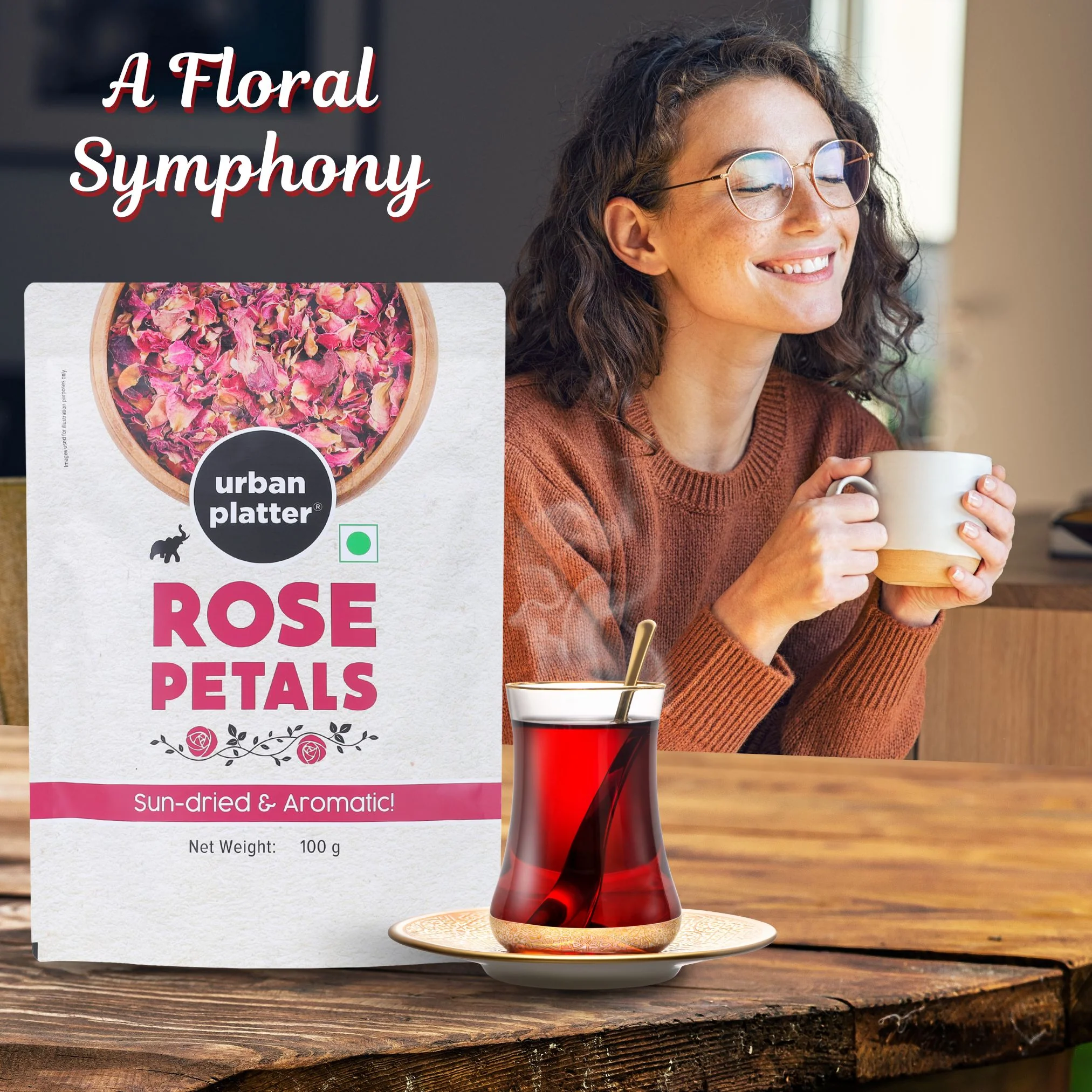 Sun Dried Rose Petals, 100g (100% Edible, Sun-Dried | Gulab Patti | Dried Rose Petals | Use in Tea, Baking, Making Rose Water, Crafting) - Image 4