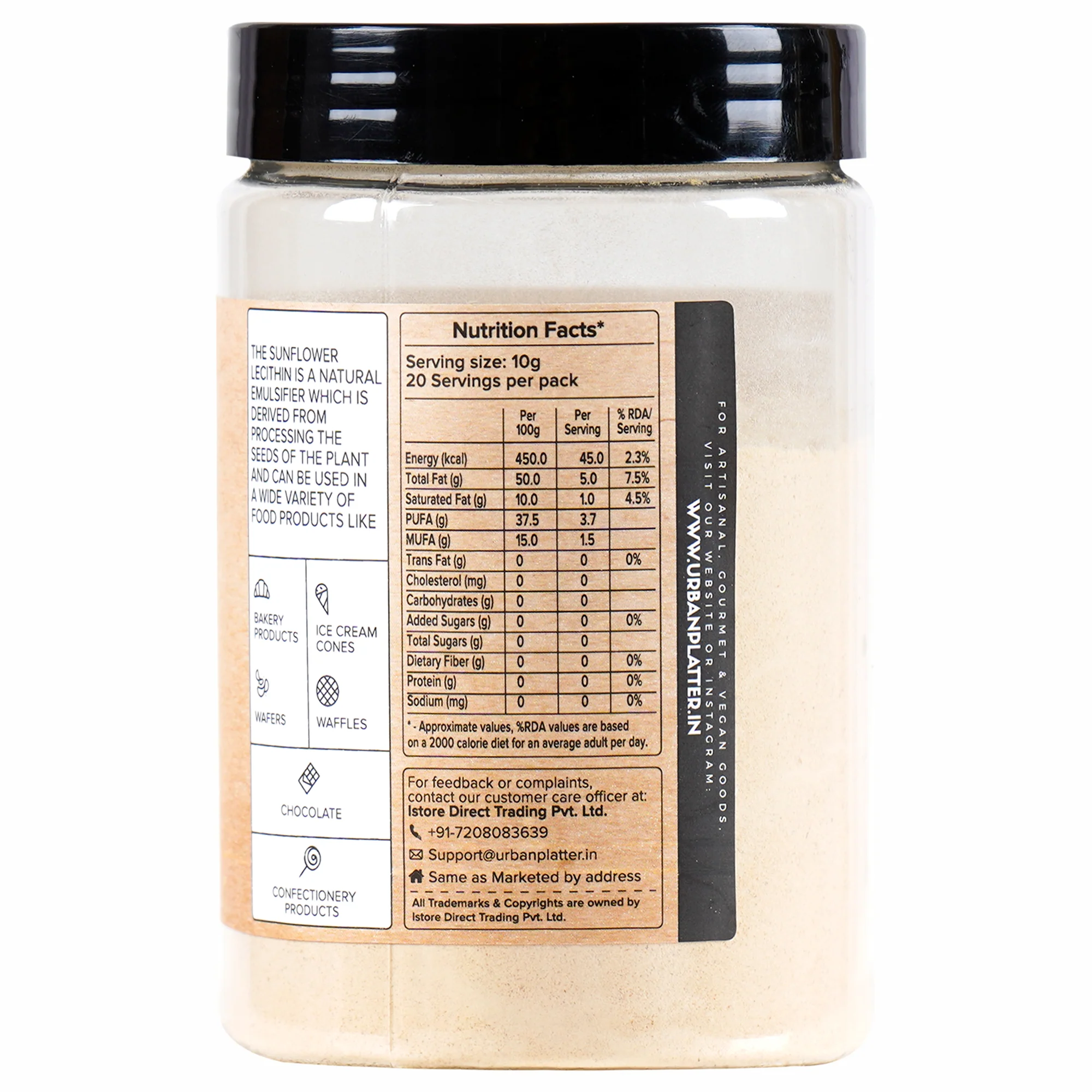 Sunflower Lecithin Powder, 200g (Emulsifier | Thickener | Stabiliser | Natural Food Additive | Add to bakery, chocolate & confectionery products) - Image 3